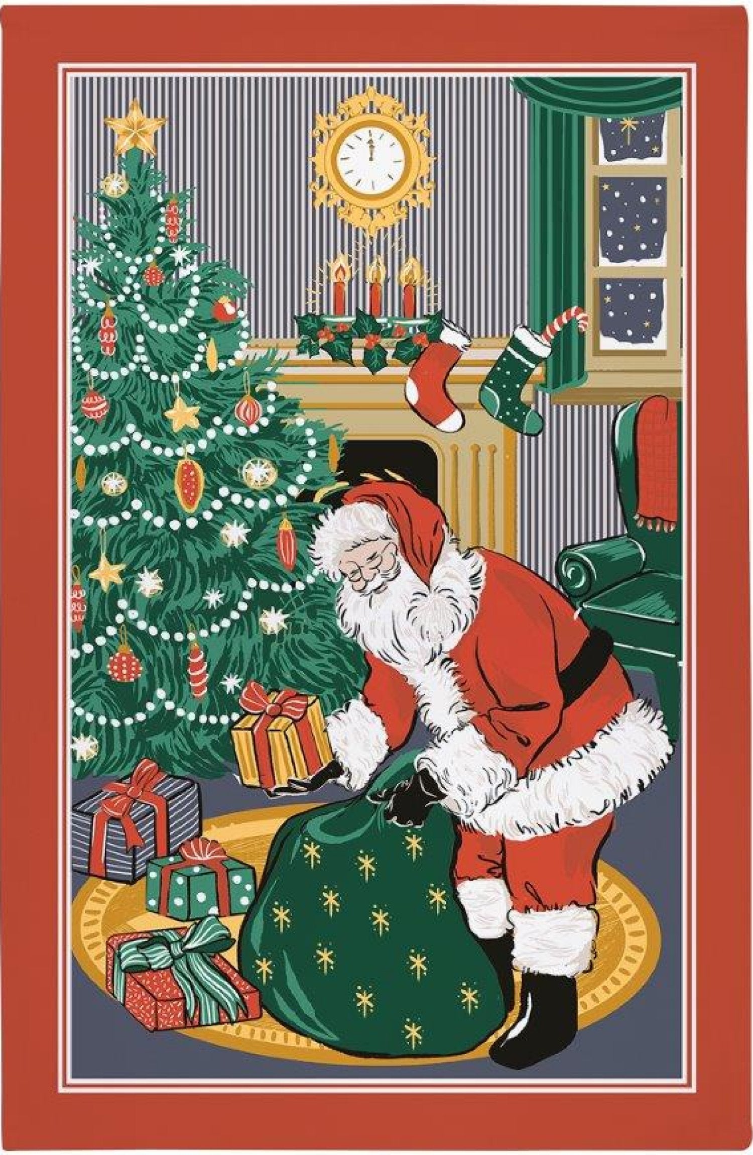 Ulster Weavers "Night Before Christmas", Christmas cotton tea towel.