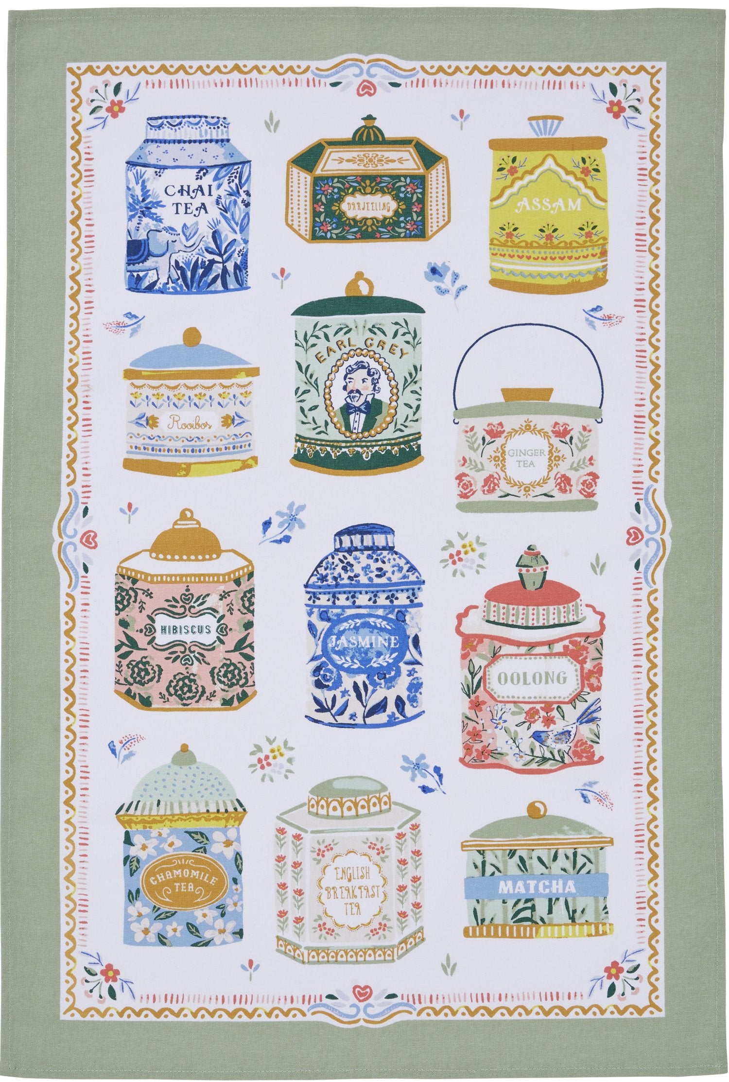 Ulster Weavers "Tea Tins", Printed cotton tea towel.