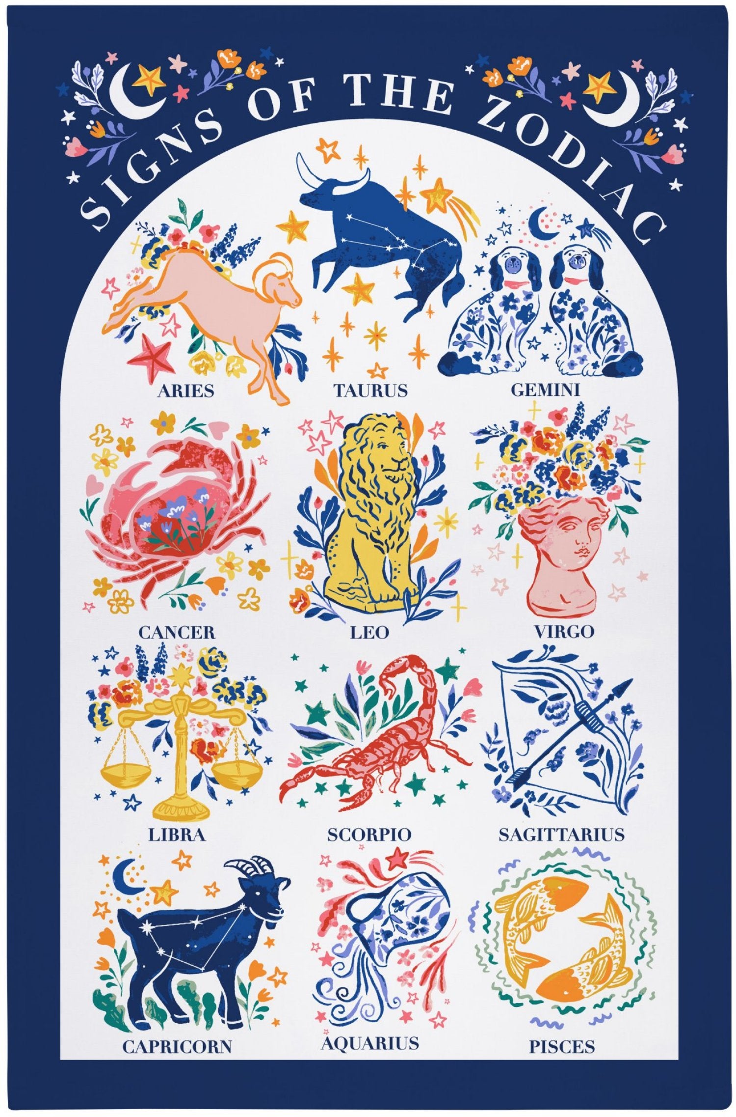 Ulster Weavers, "Zodiac Signs", Printed cotton tea towel.