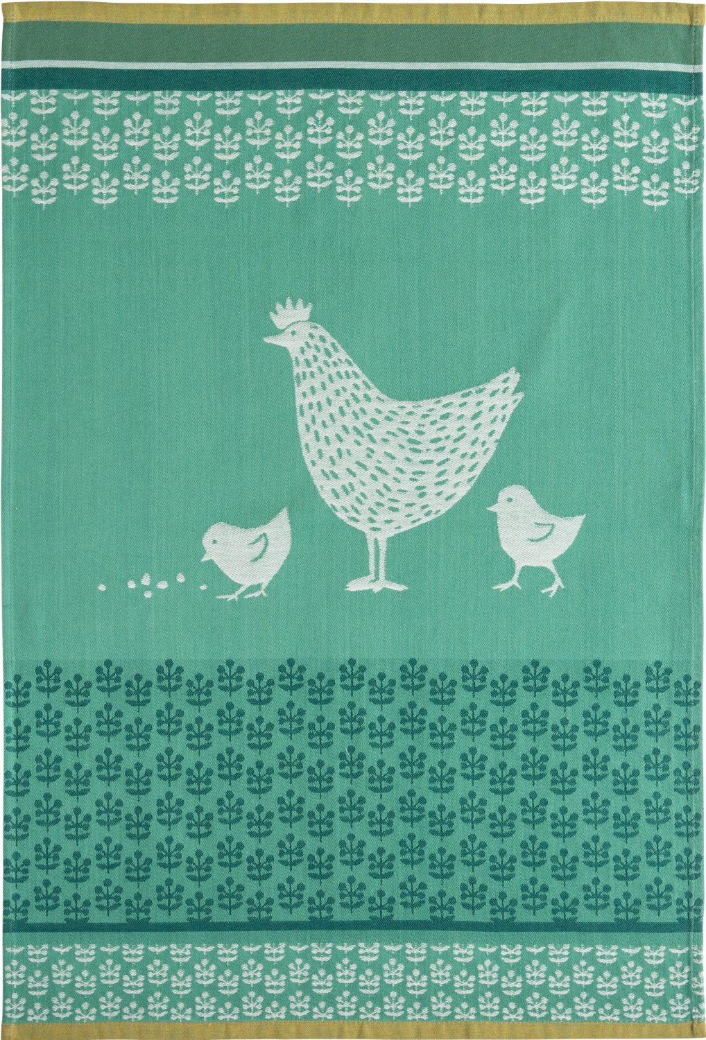 Coucke "Cocotte-Vert", Woven cotton tea towel. Designed in France.
