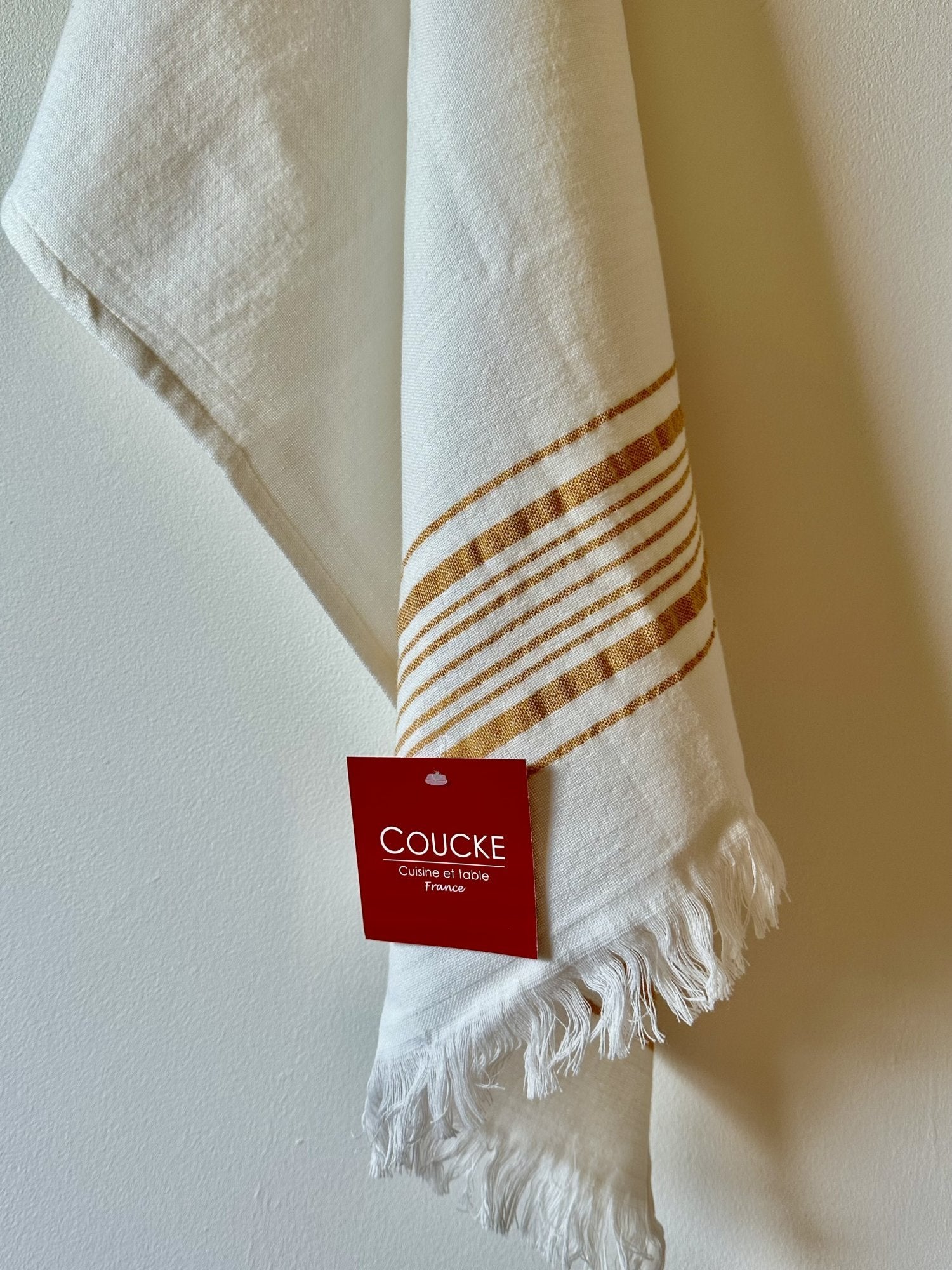 Coucke "Bise Safran", Woven cotton tea towel. Designed in France.