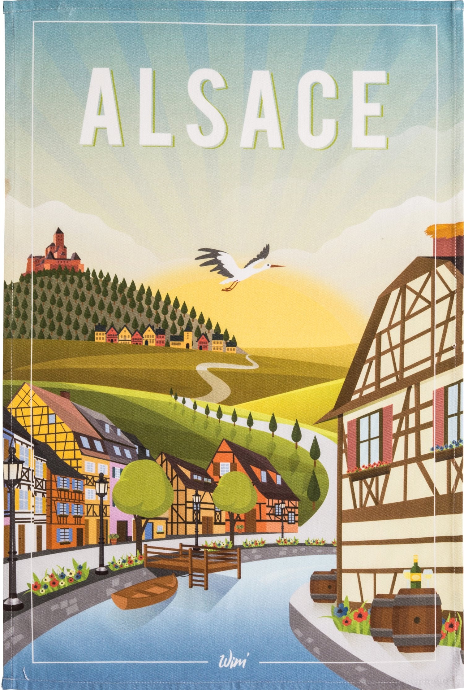 Coucke "WIM® Alsace’", Printed cotton tea towel. Designed in France.