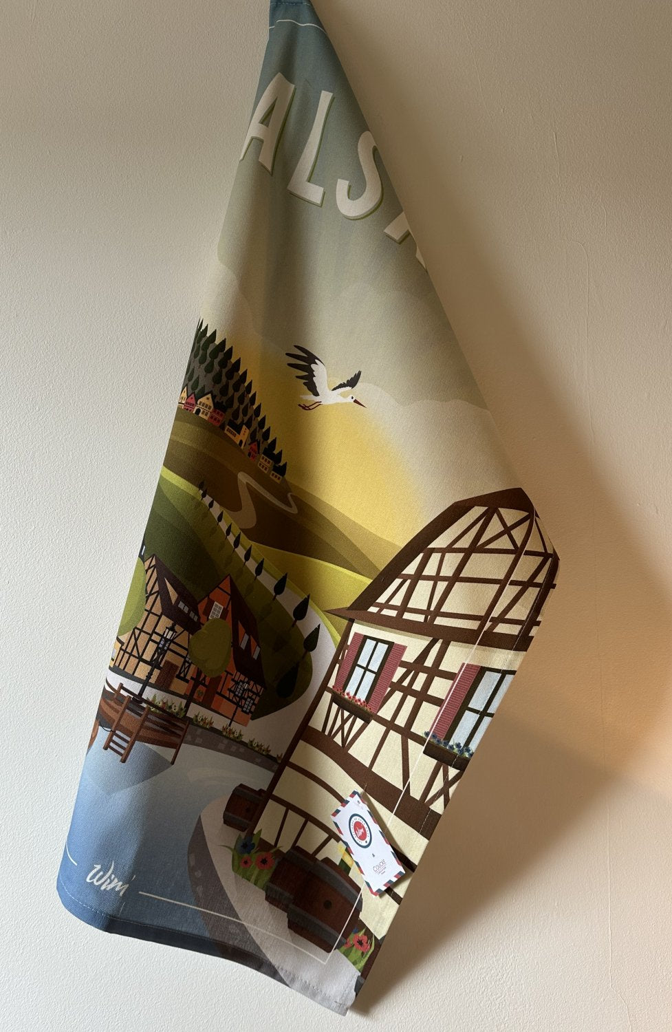 Coucke "WIM® Alsace’", Printed cotton tea towel. Designed in France.
