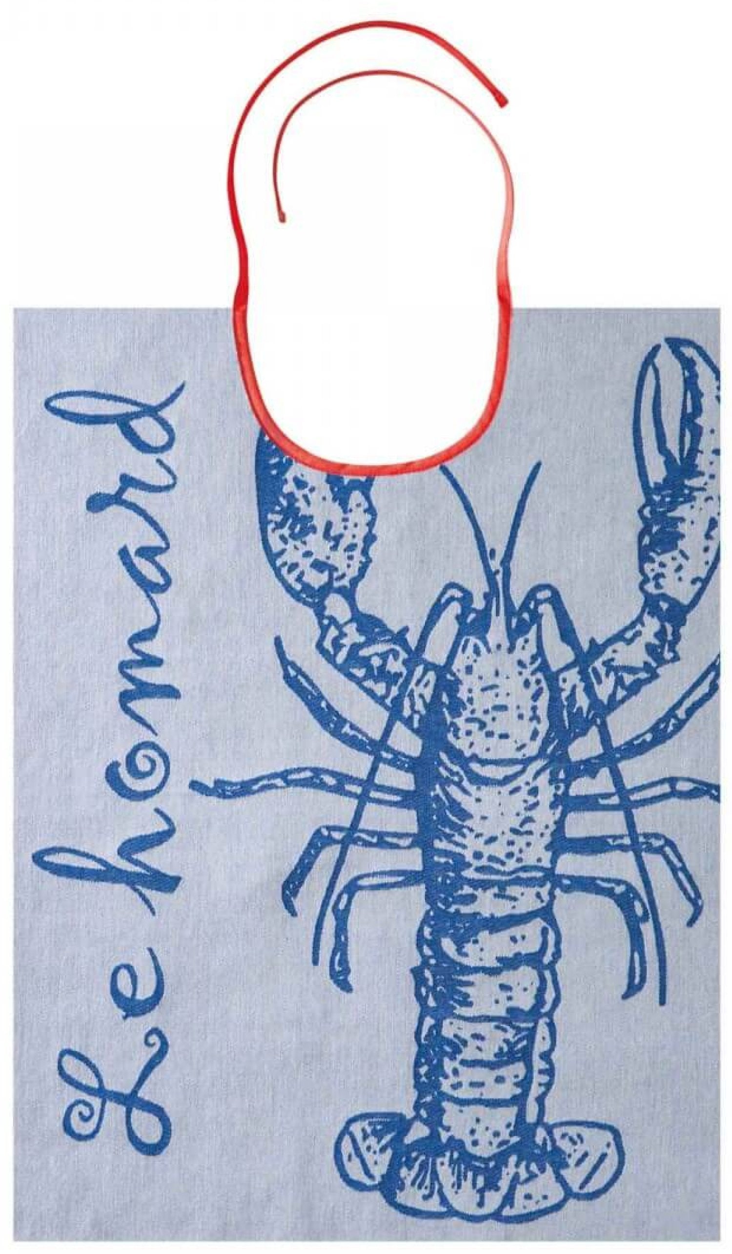 Coucke "Homard Bavoir Bleu", Woven cotton lobster bib. Designed in France.