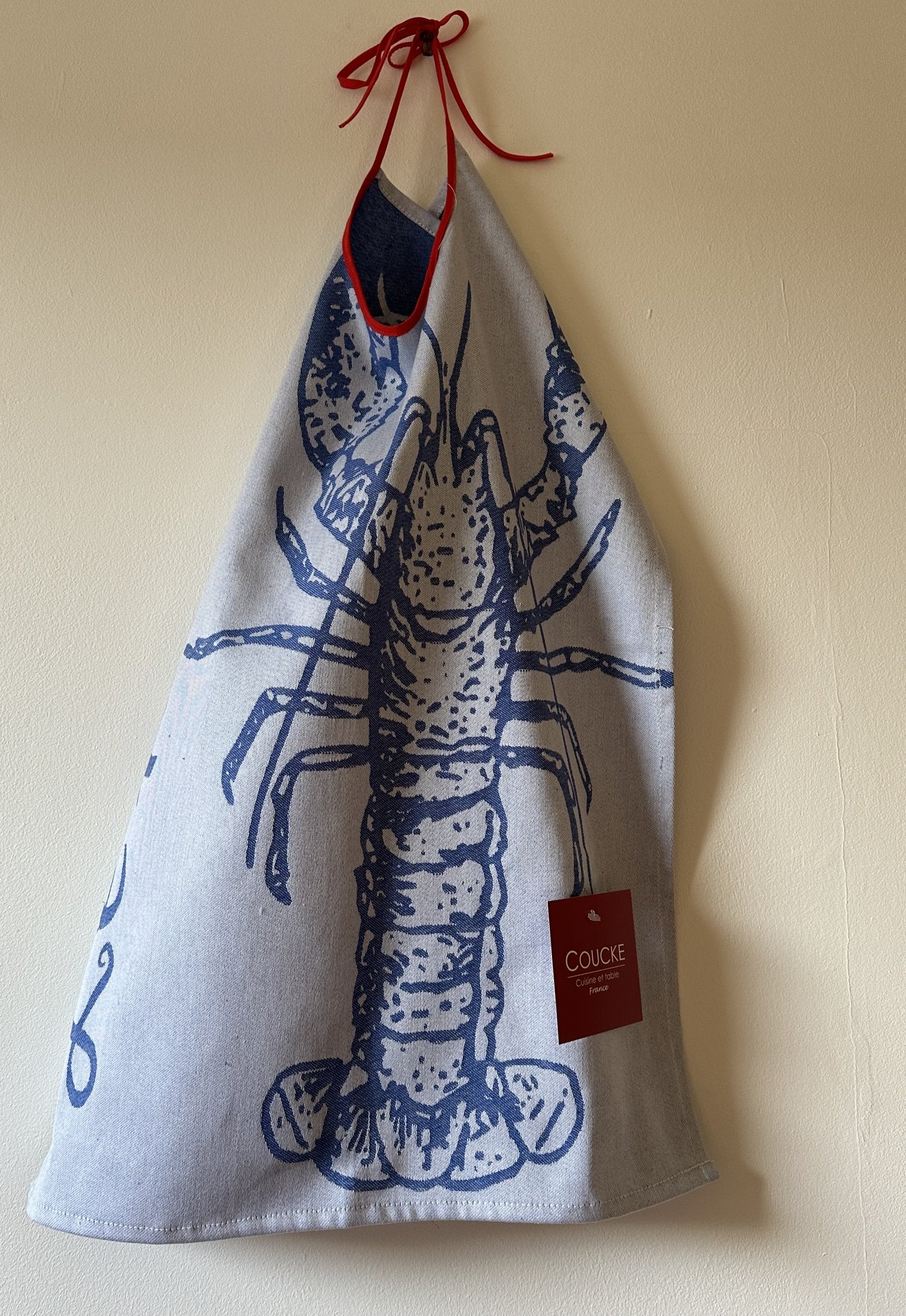 Coucke "A la Peche Bleu", Woven cotton tea towel. Designed in France.