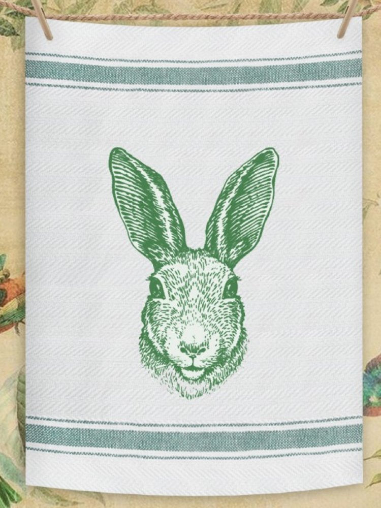 Indian Woven, “Hare-Green”, Cotton waffle tea towel - Home Landing
