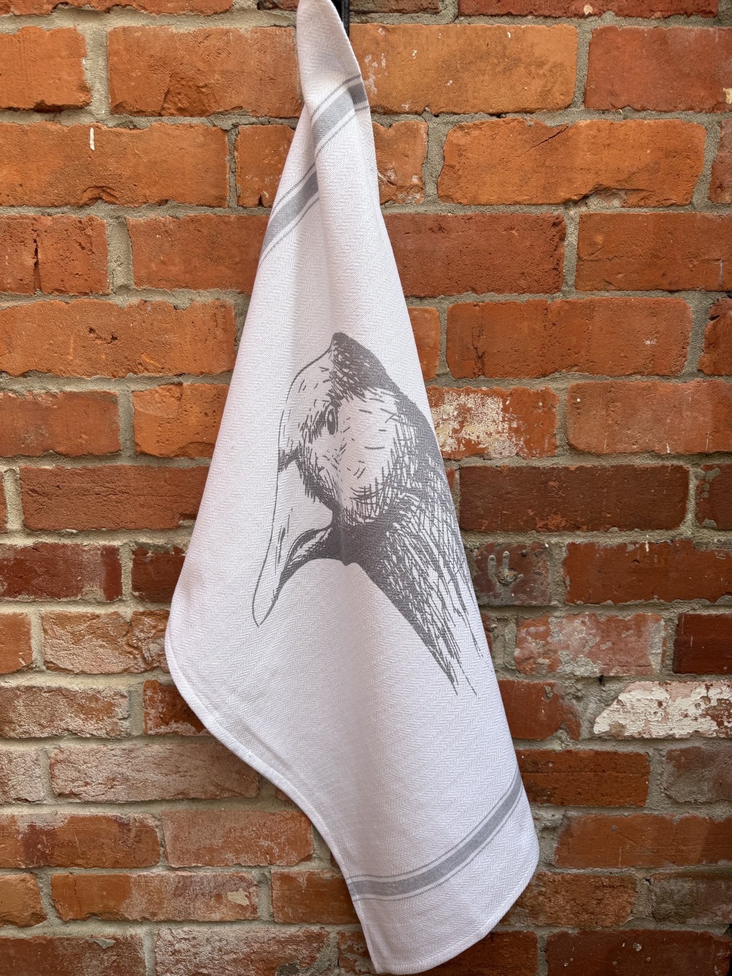 Indian Woven, “Goose Portrait-Grey”, Cotton waffle tea towel - Home Landing