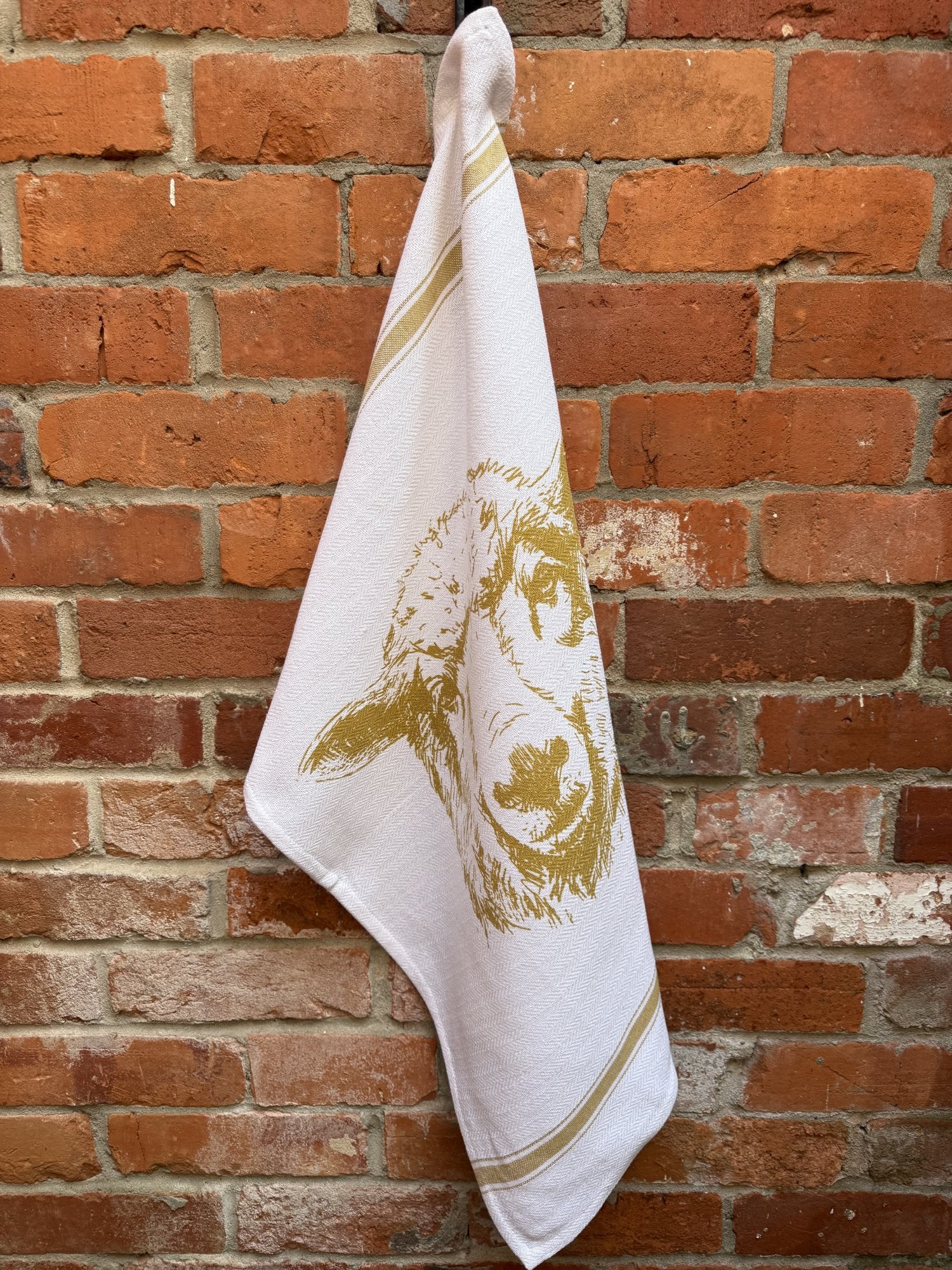 Indian Woven, “Sheep-Mustard Yellow”, Cotton waffle tea towel - Home Landing