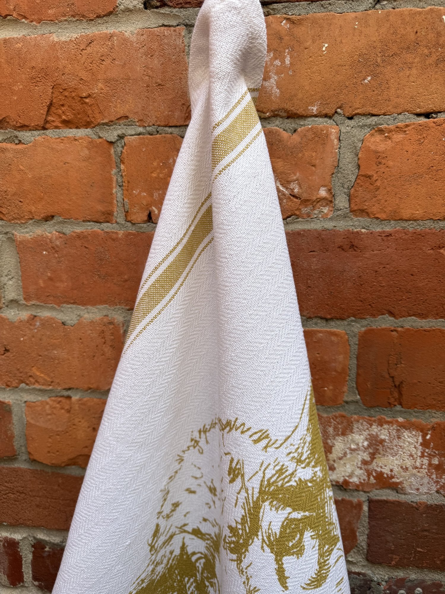Indian Woven, “Sheep-Mustard Yellow”, Cotton waffle tea towel - Home Landing