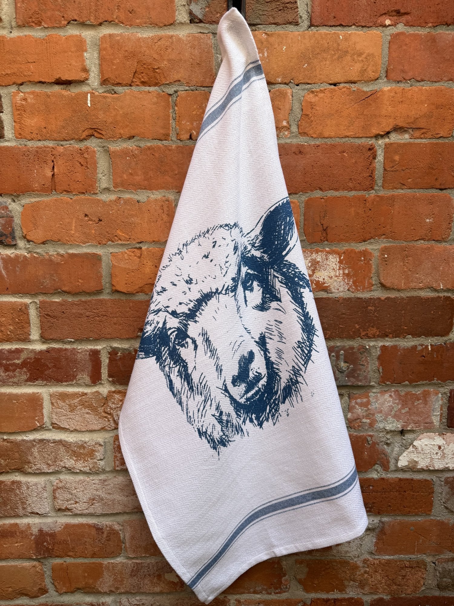 Indian Woven, “Sheep-Navy Blue”, Cotton waffle tea towel - Home Landing