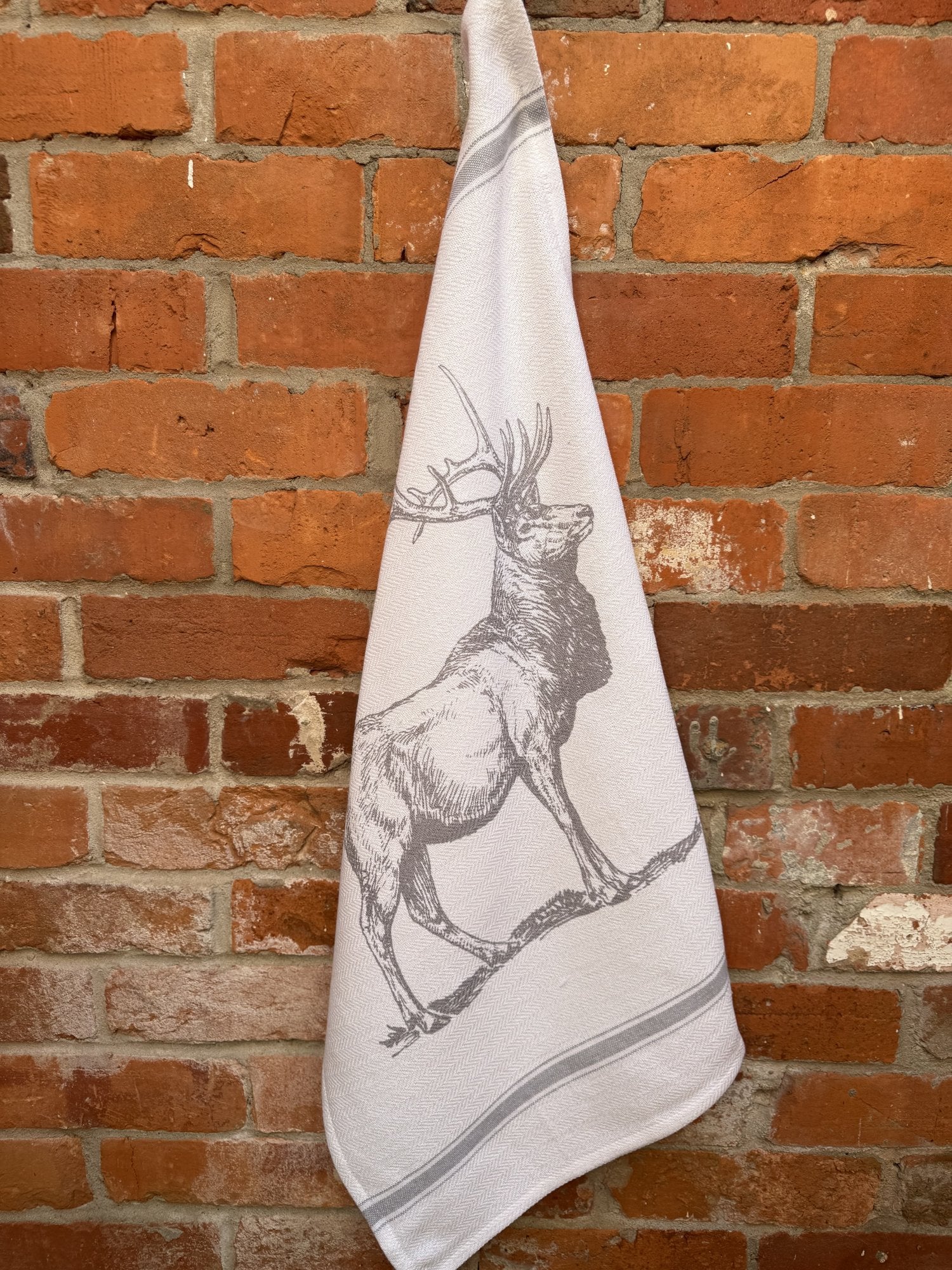 Indian Woven, “Stag-Grey”, Cotton waffle tea towel - Home Landing