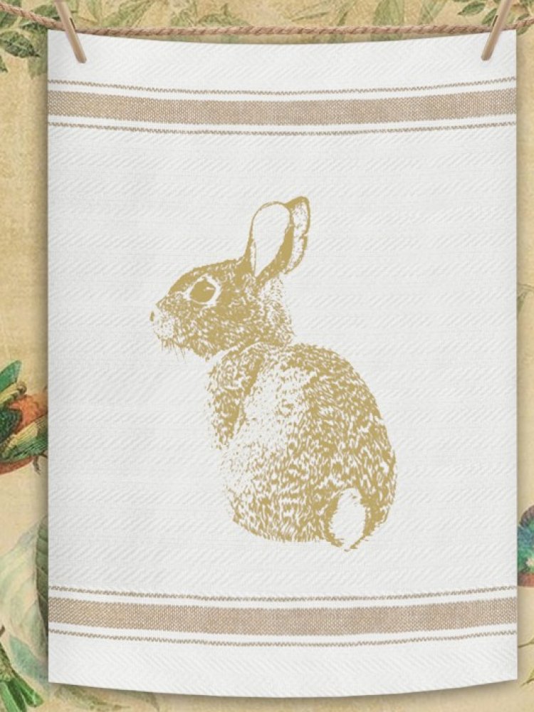 Indian Woven, “Cottontail Bunny-Fawn”, Cotton waffle tea towel - Home Landing