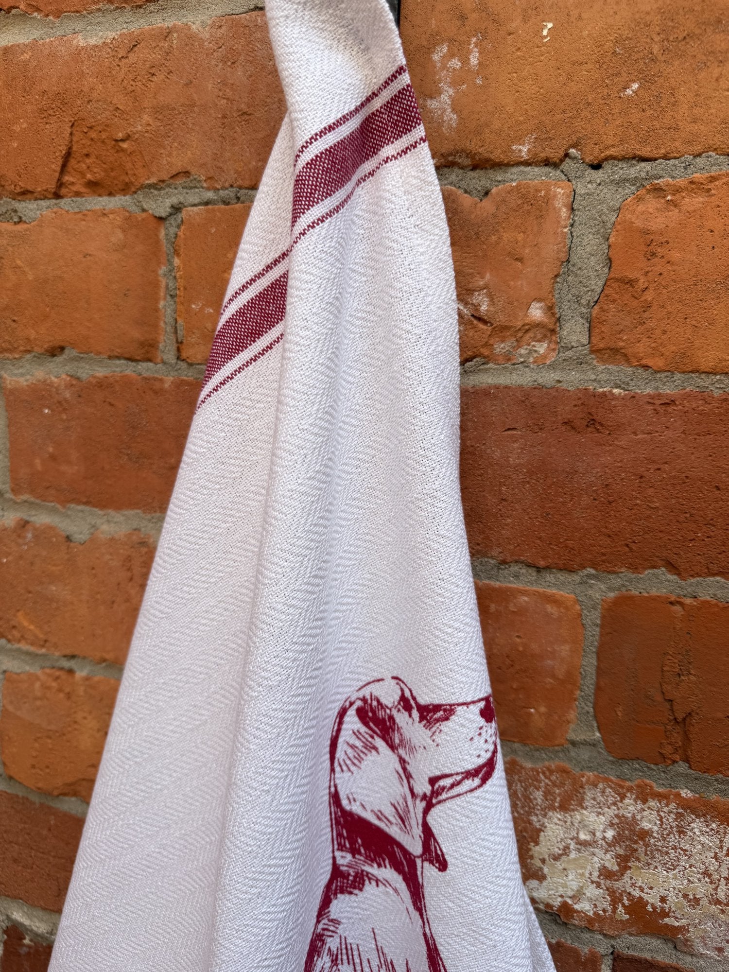 Indian Woven, “Dachshund-Red”, Cotton waffle tea towel - Home Landing