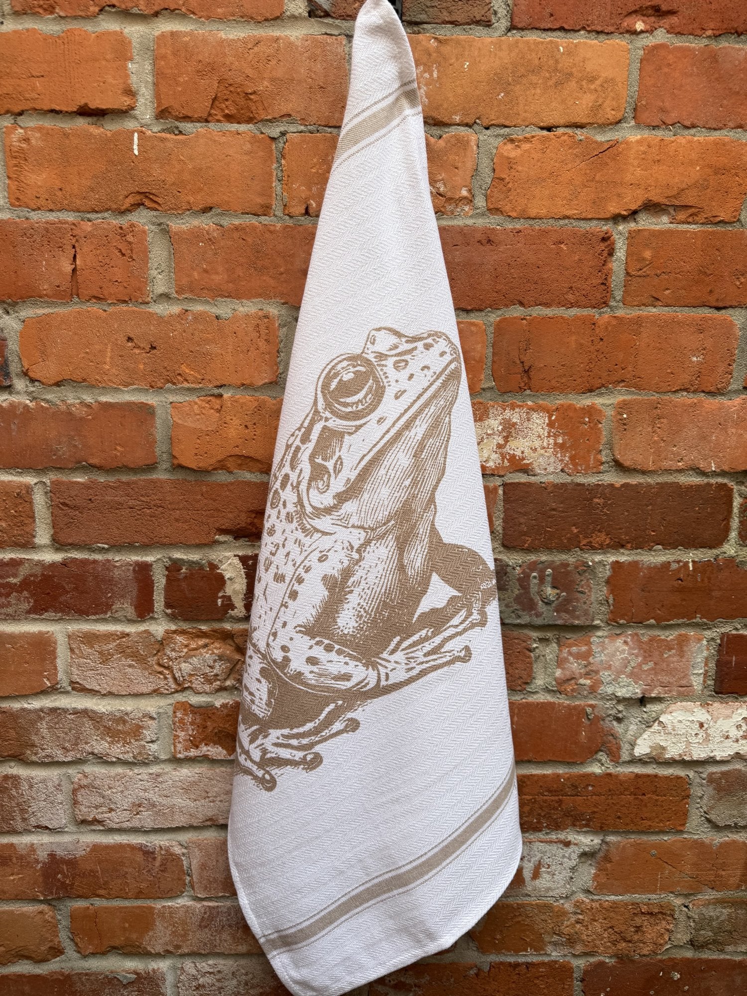 Indian Woven, “Frog-Fawn”, Cotton waffle tea towel - Home Landing