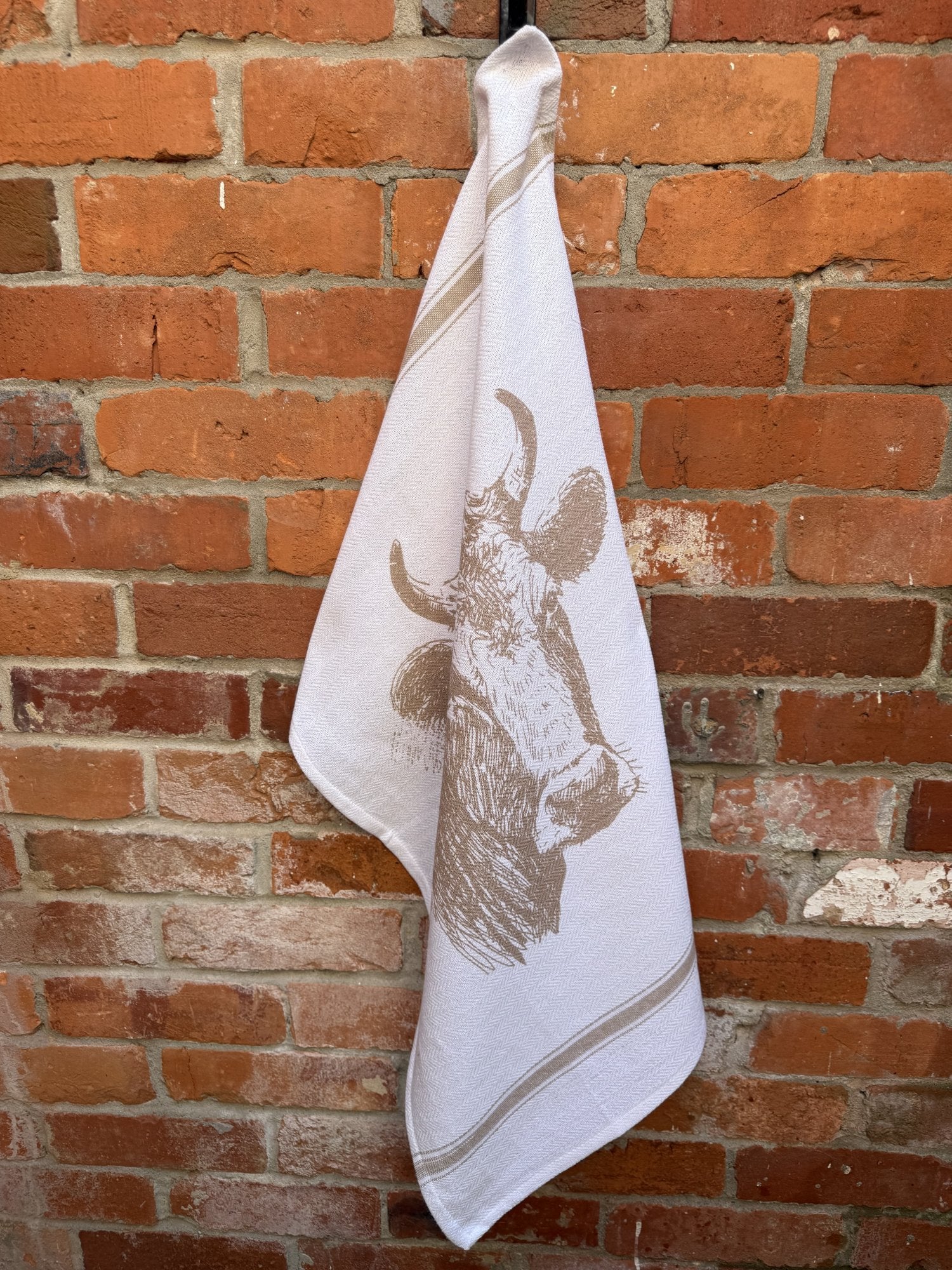 Indian Woven, “Bull-Fawn”, Cotton waffle tea towel - Home Landing