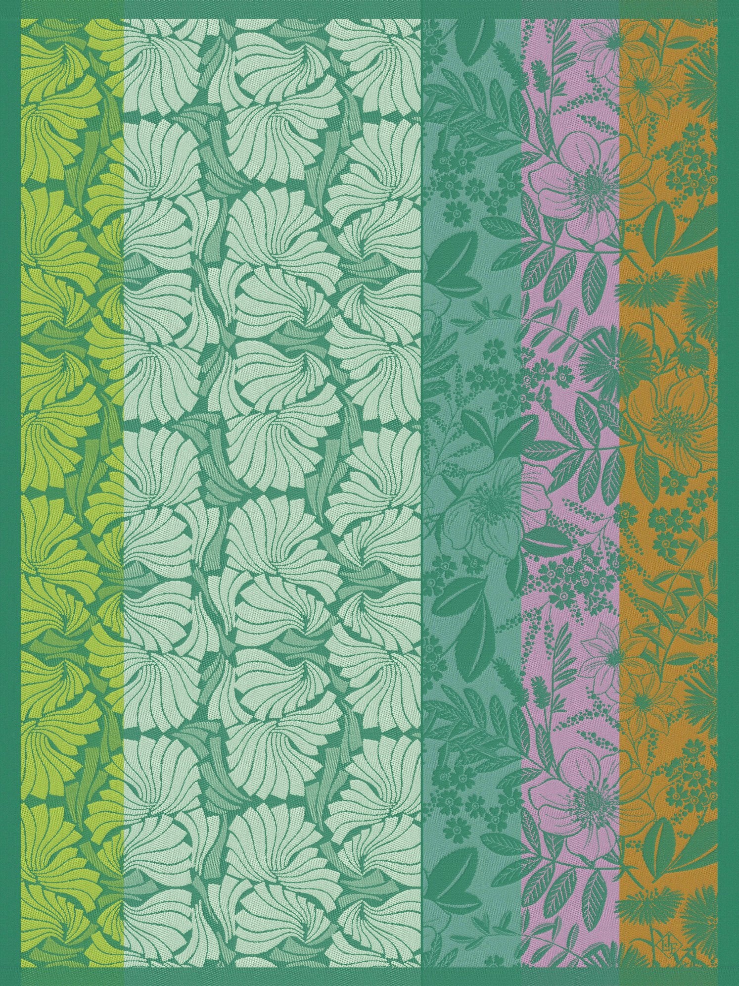 Jacquard Francais "Cottage" (Green), Woven cotton tea towel. Made in France.