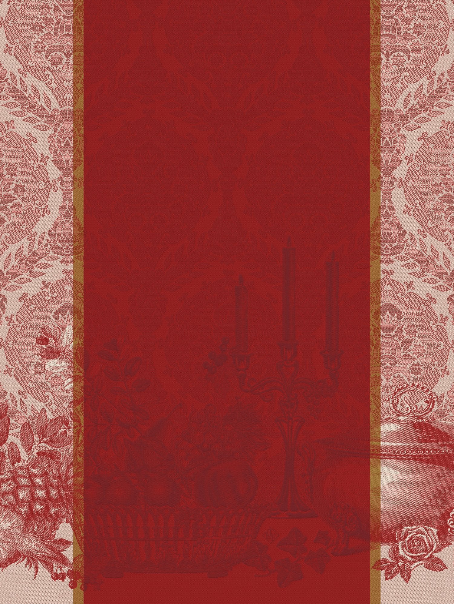 Jacquard Français "Festin" (Red), Woven cotton hand towel. Made in France.