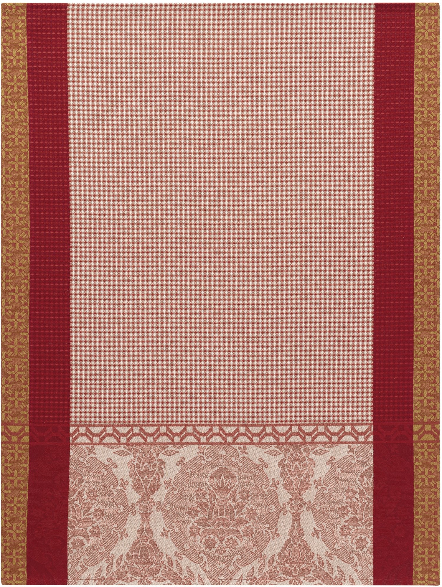 Jacquard Français "Festin" (Red), Woven cotton hand towel. Made in France.