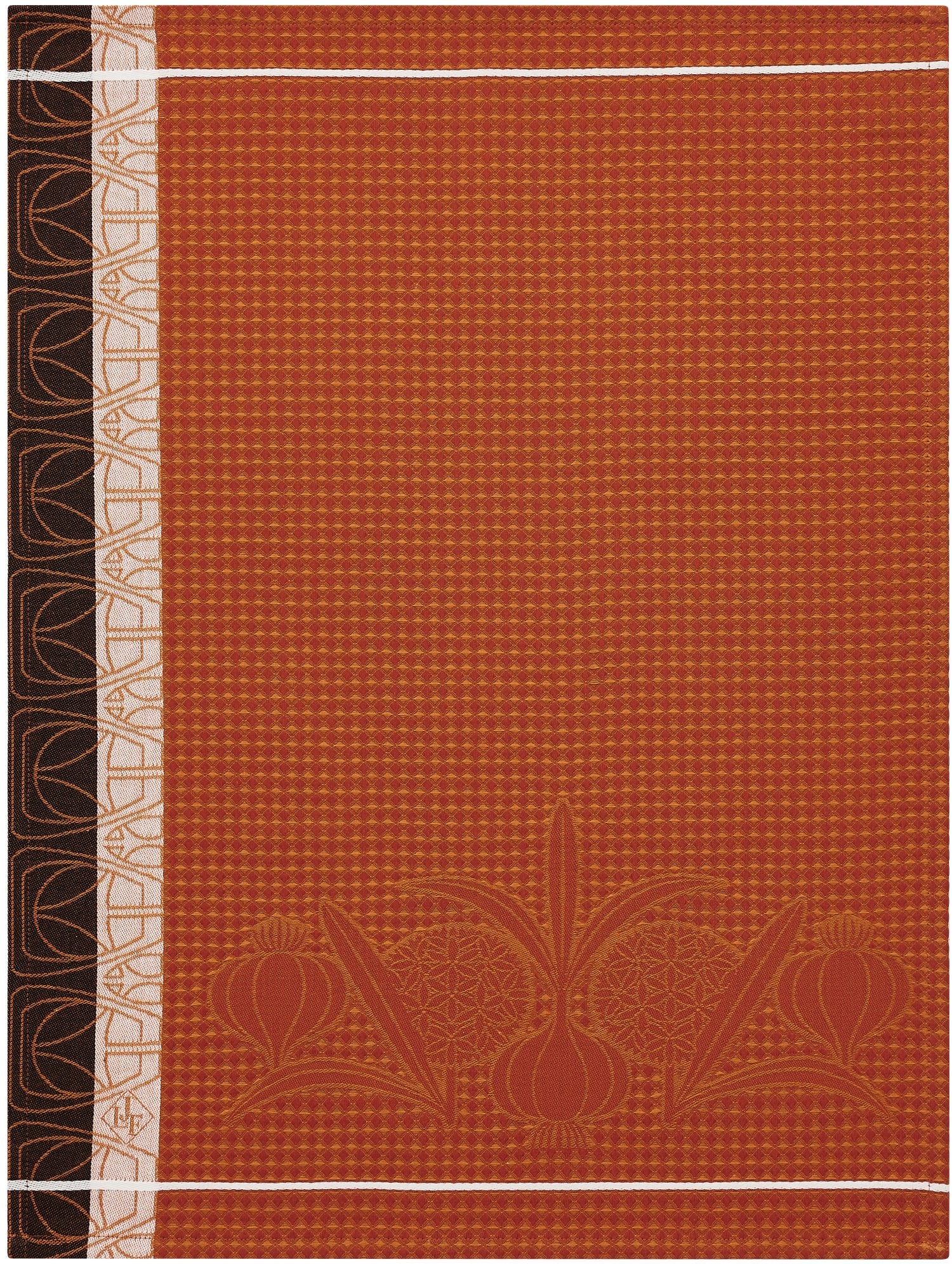Jacquard Français "L’ail" (Orange), Woven cotton hand towel. Made in France.
