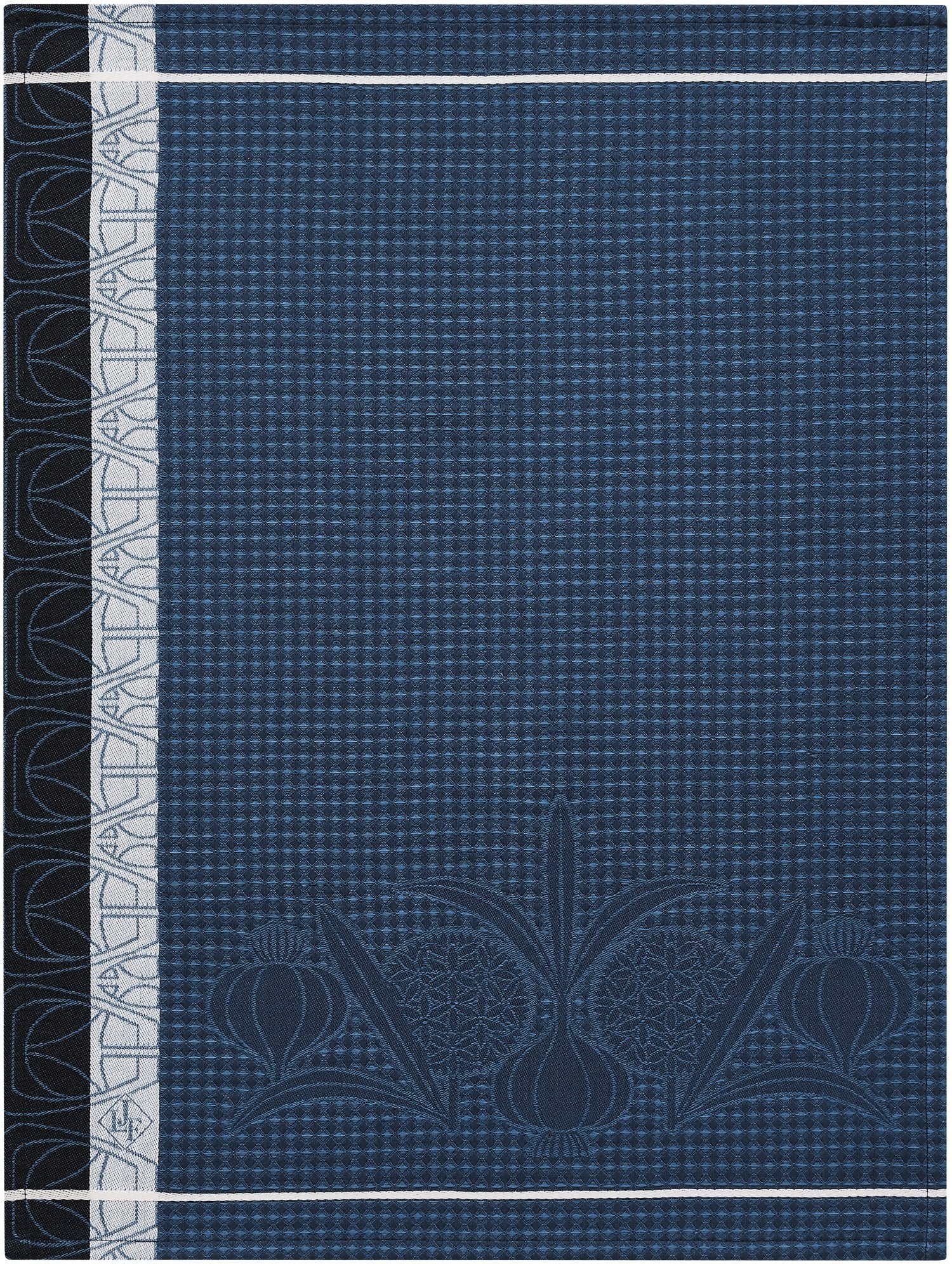 Jacquard Français "L’ail" (Blue), Woven cotton hand towel. Made in France.