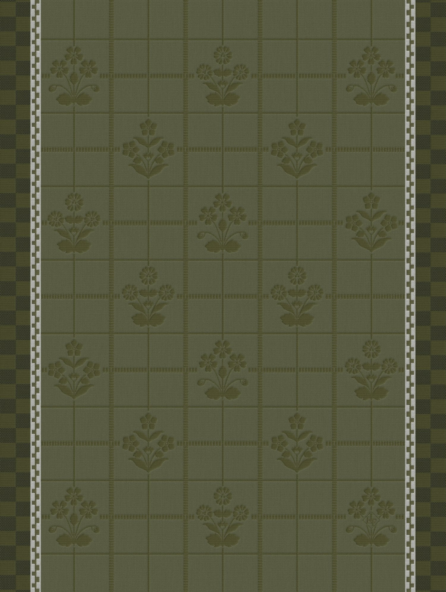 Jacquard Francais "Lulu Luce"(Green), Woven cotton tea towel. Made in France.