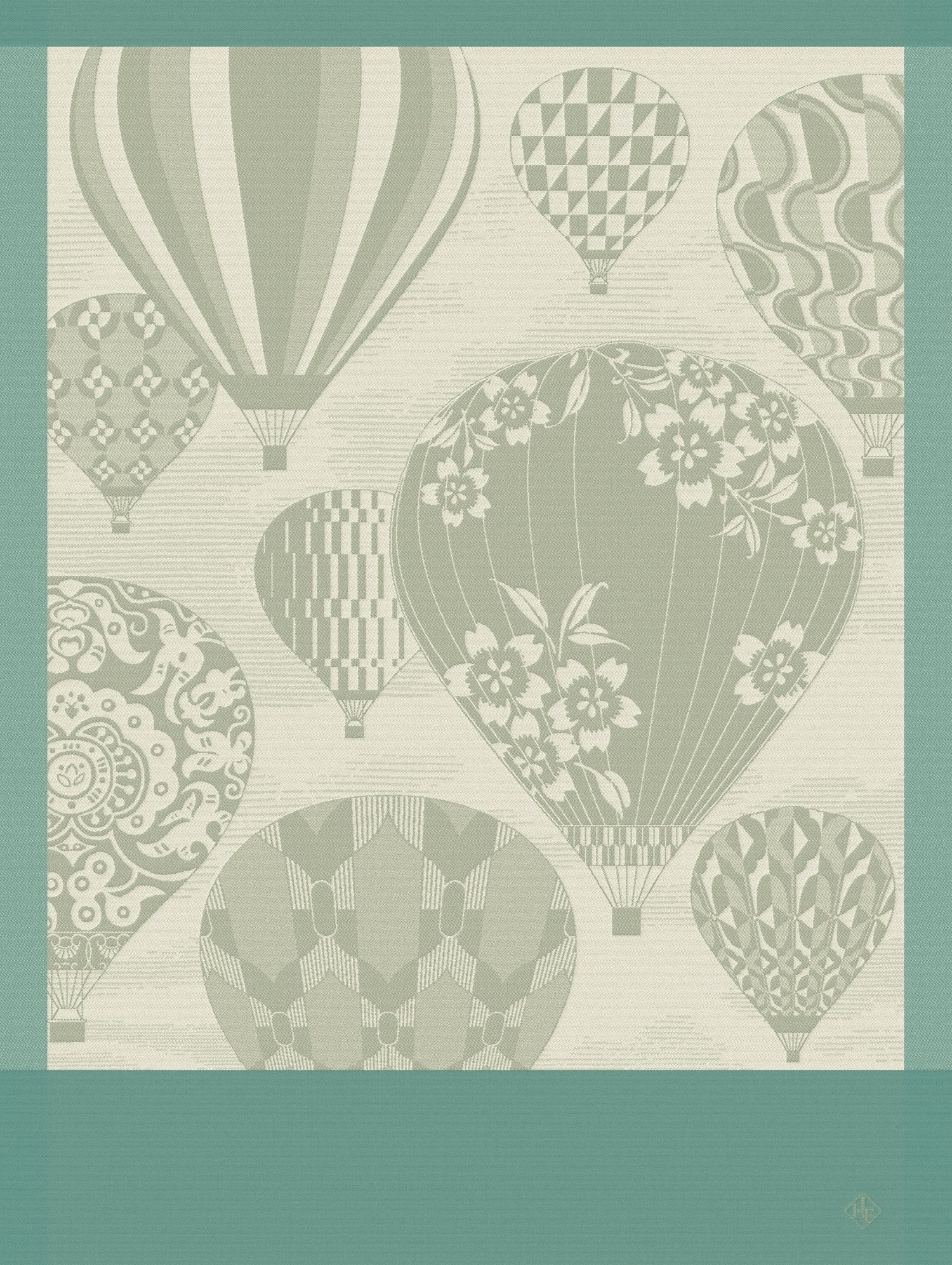 Jacquard Français "Cappadoce" (Green), Woven cotton tea towel. Made in France.