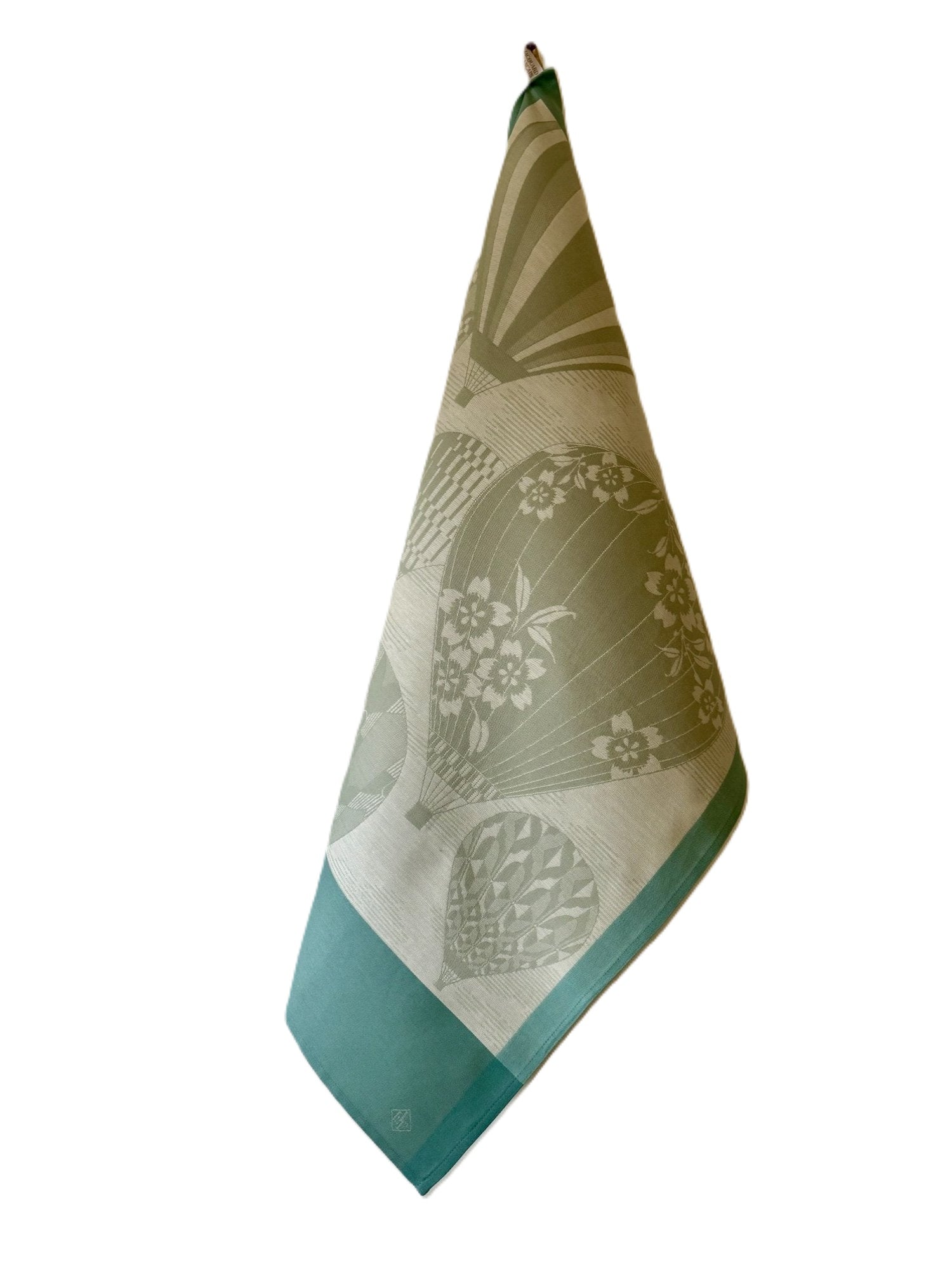 Jacquard Français "Cappadoce" (Green), Woven cotton tea towel. Made in France.