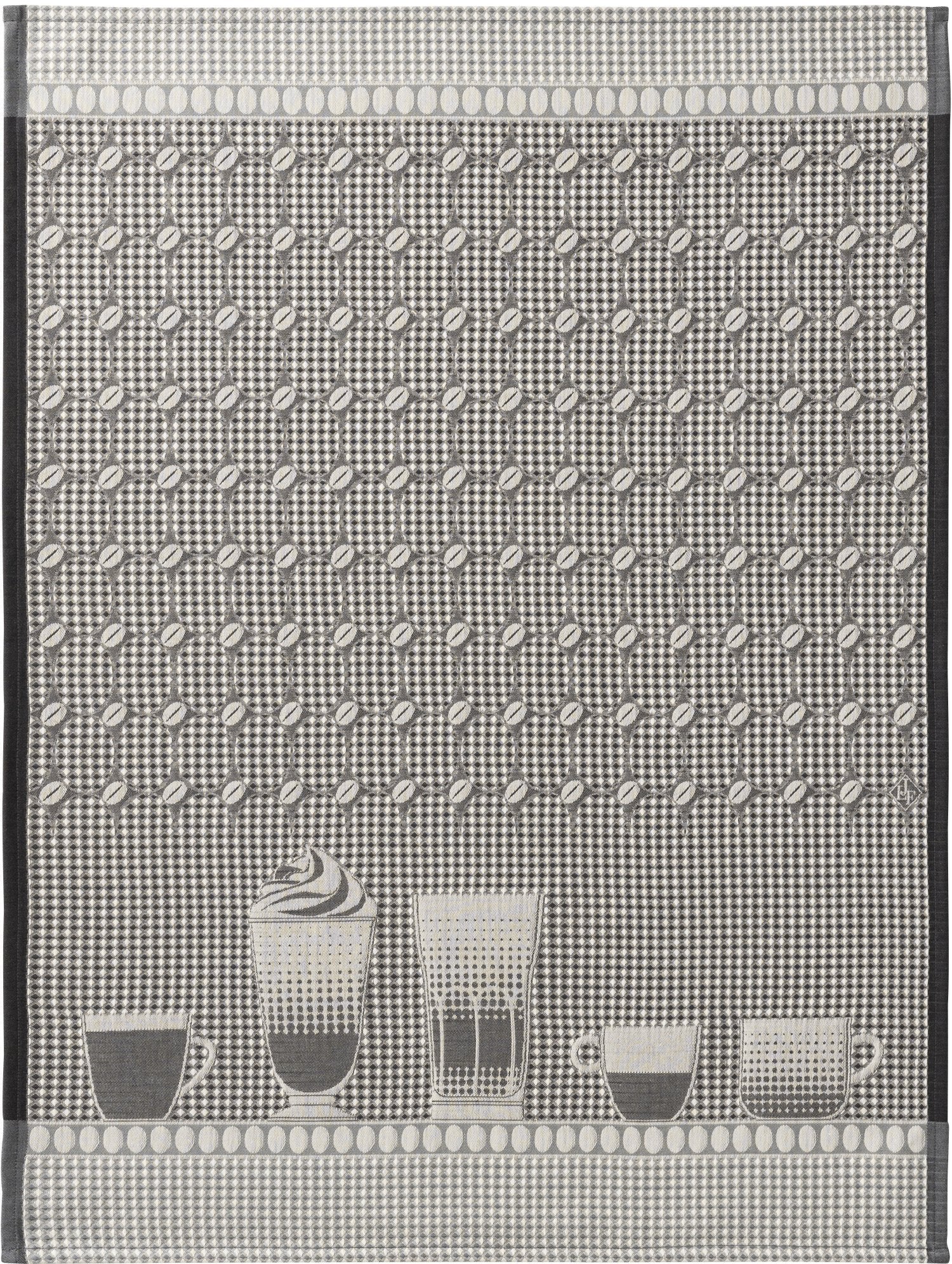 Jacquard Français "Barista” (Black), Woven cotton hand towel. Made in France.