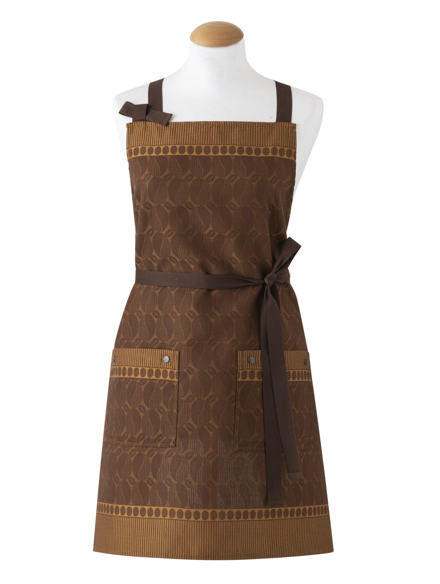 Jacquard Français "Barista" (Brown), Woven cotton apron. Made in France.