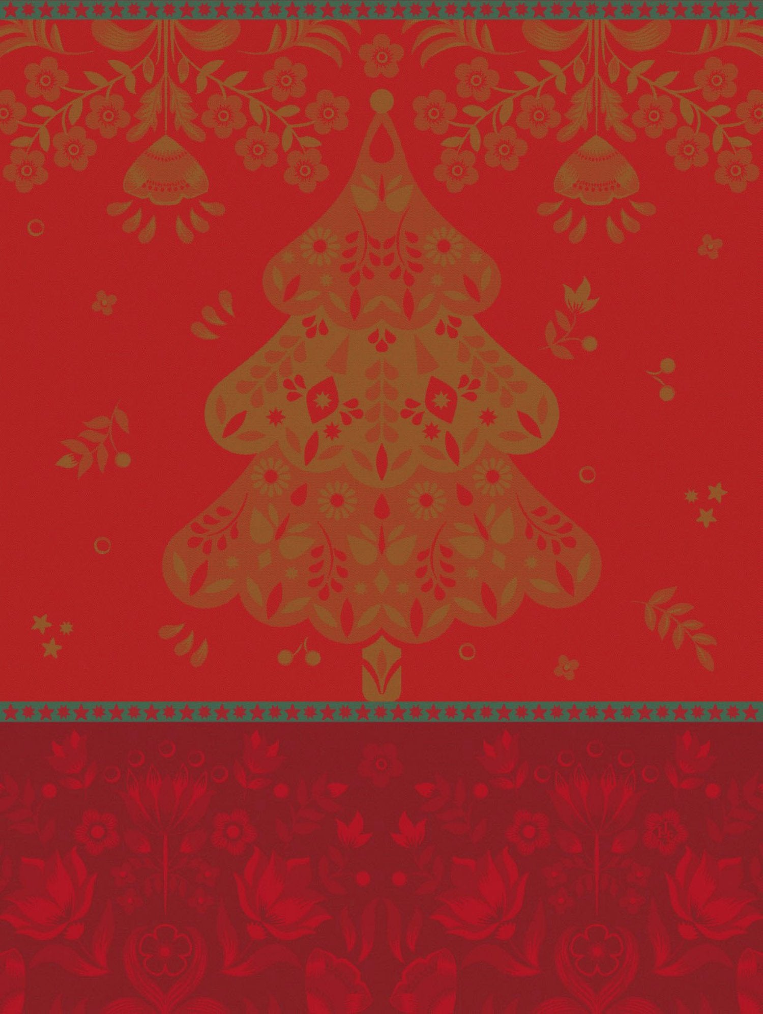 Jacquard Français "Feerie" (Red), Woven cotton tea towel. Made in France.