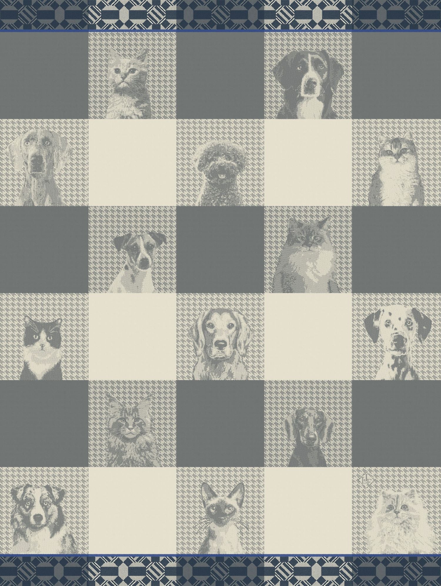 Jacquard Français "Truffes" (Grey), Woven cotton tea towel. Made in France.