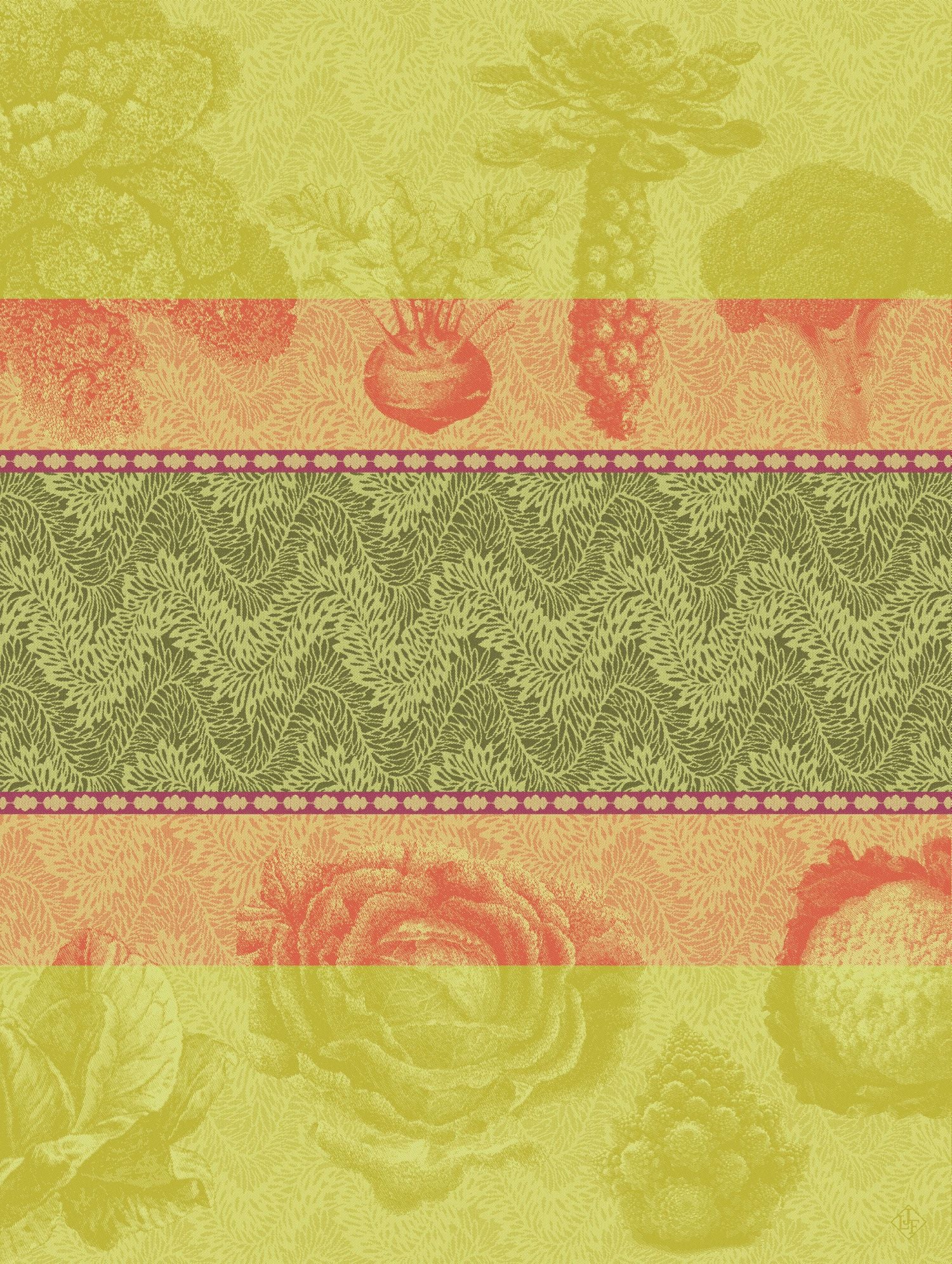 Jacquard Français "Jardin des Choux" (Green), Woven cotton tea towel. Made in France.
