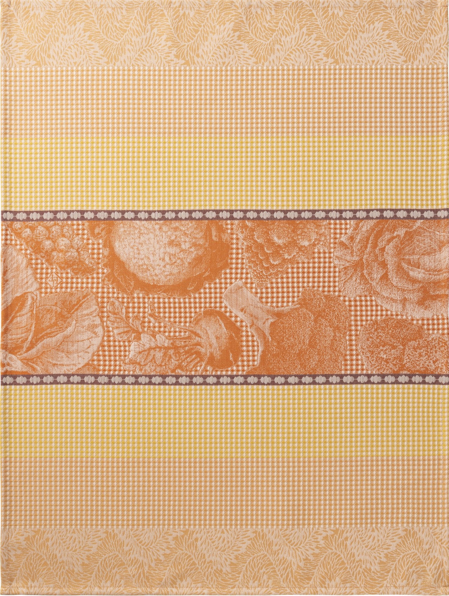 Jacquard Français "Jardin des Choux" (Orange), Woven cotton hand towel. Made in France.
