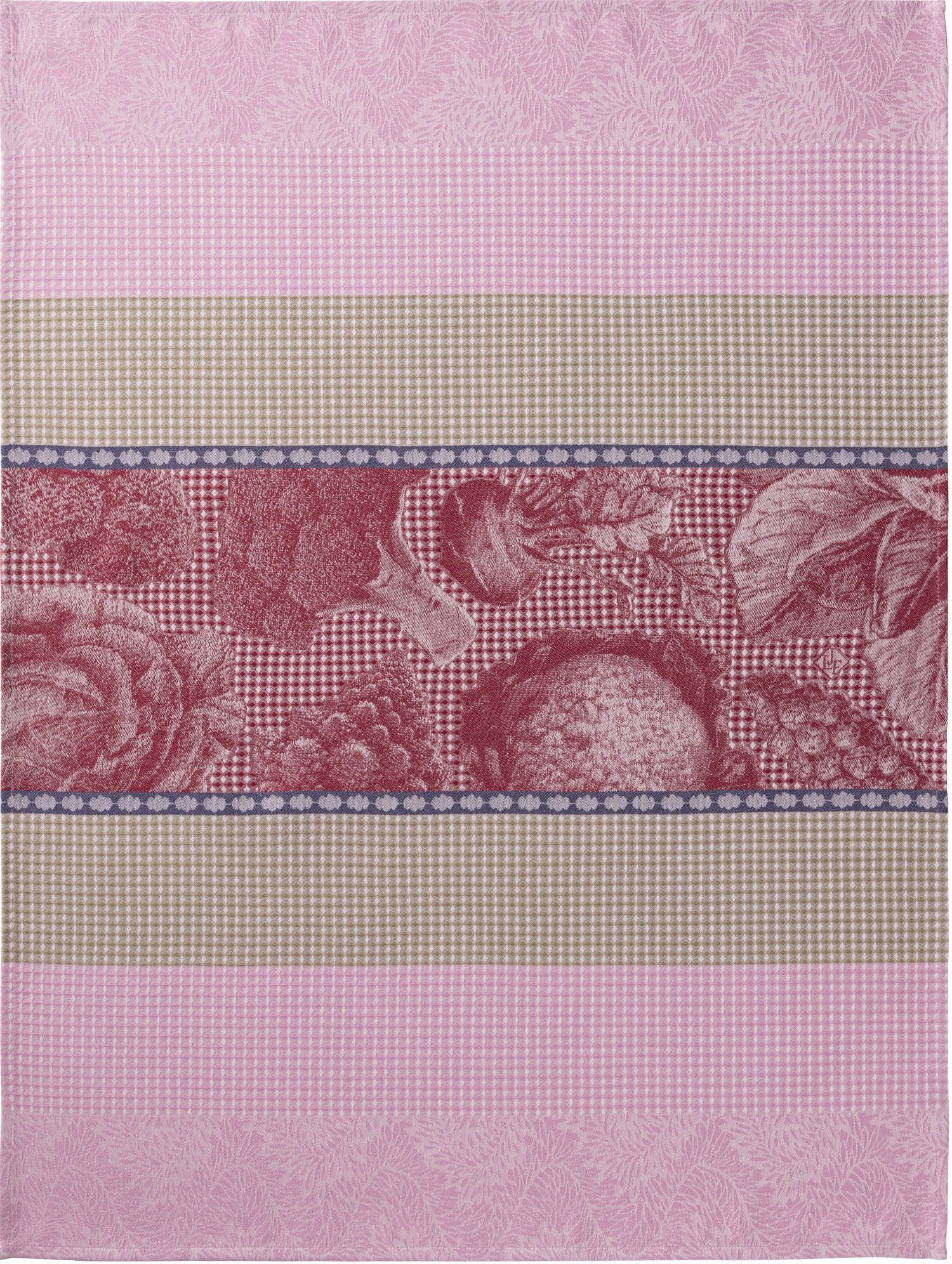 Jacquard Français "Jardin des Choux" (Pink), Woven cotton hand towel. Made in France.