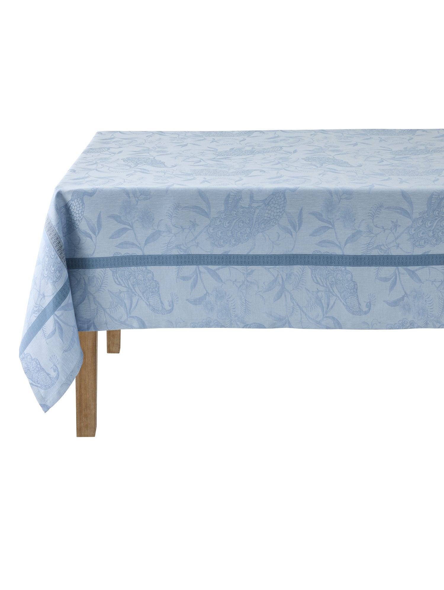 Jacquard Français "A L’Orangerie (Pink), Woven linen tablecloth. France.