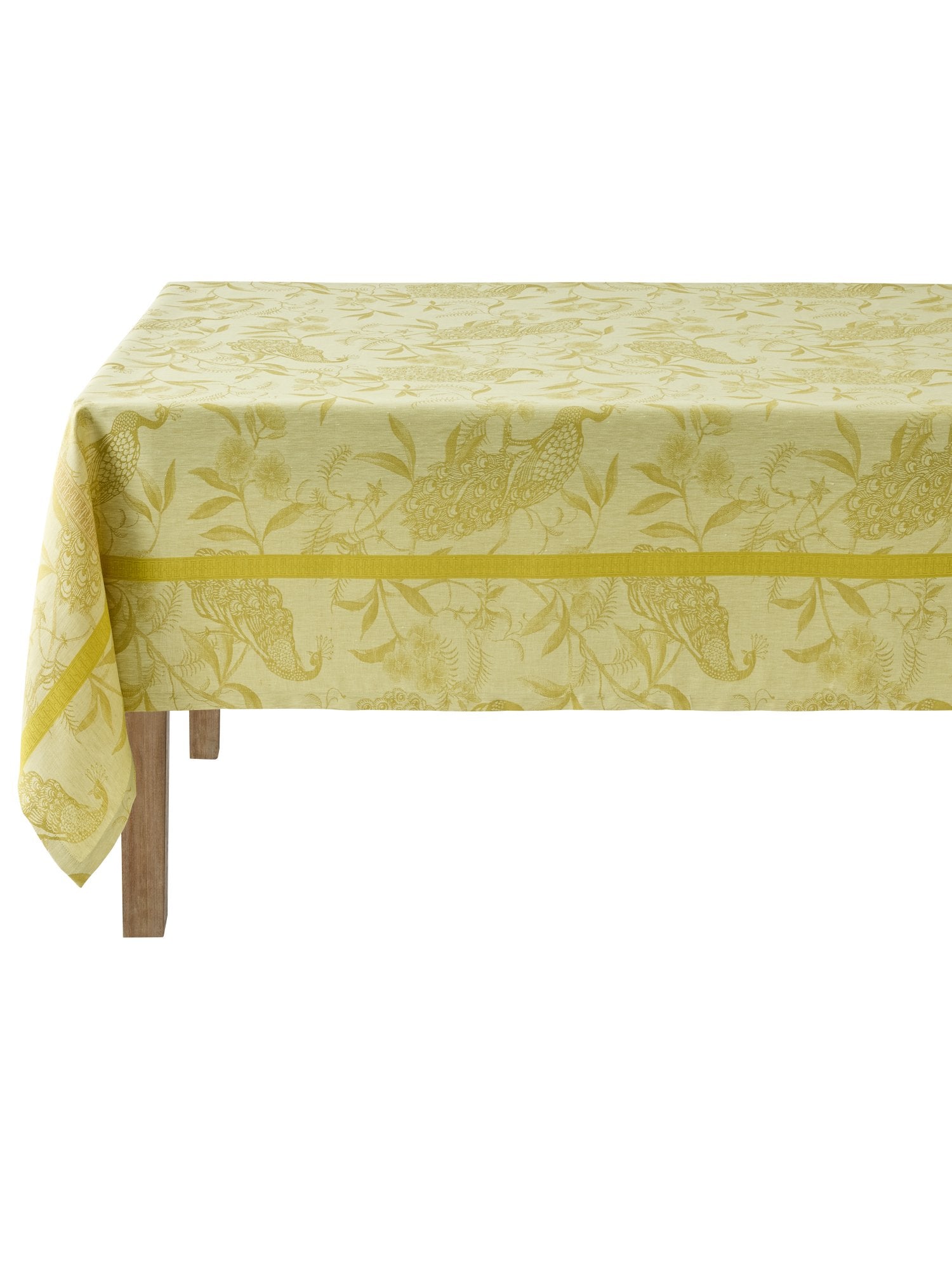 Jacquard Français "A L’Orangerie (Pink), Woven linen tablecloth. France.