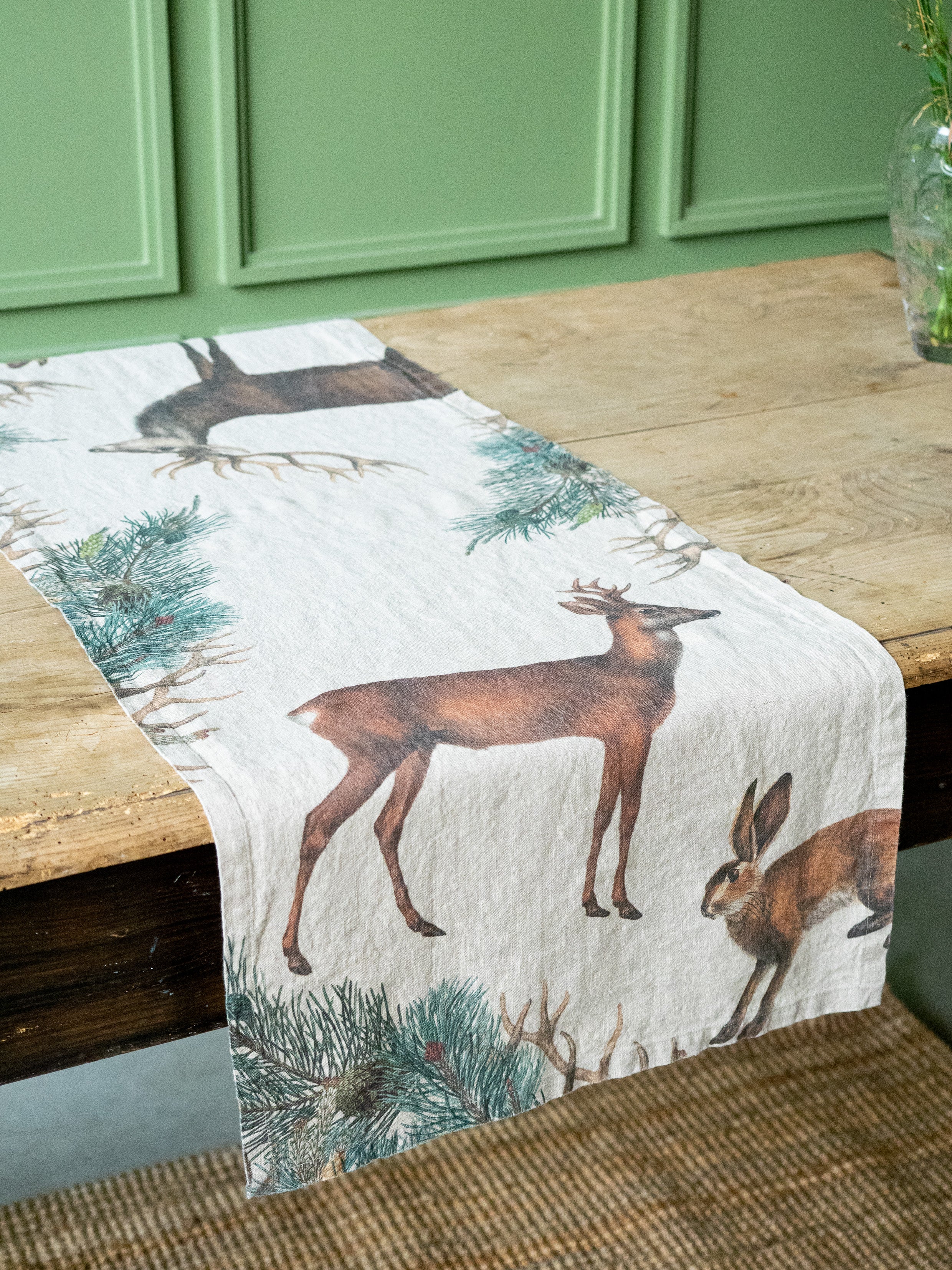 The Linoroom “Wild Animals,” Pure linen printed table runner.