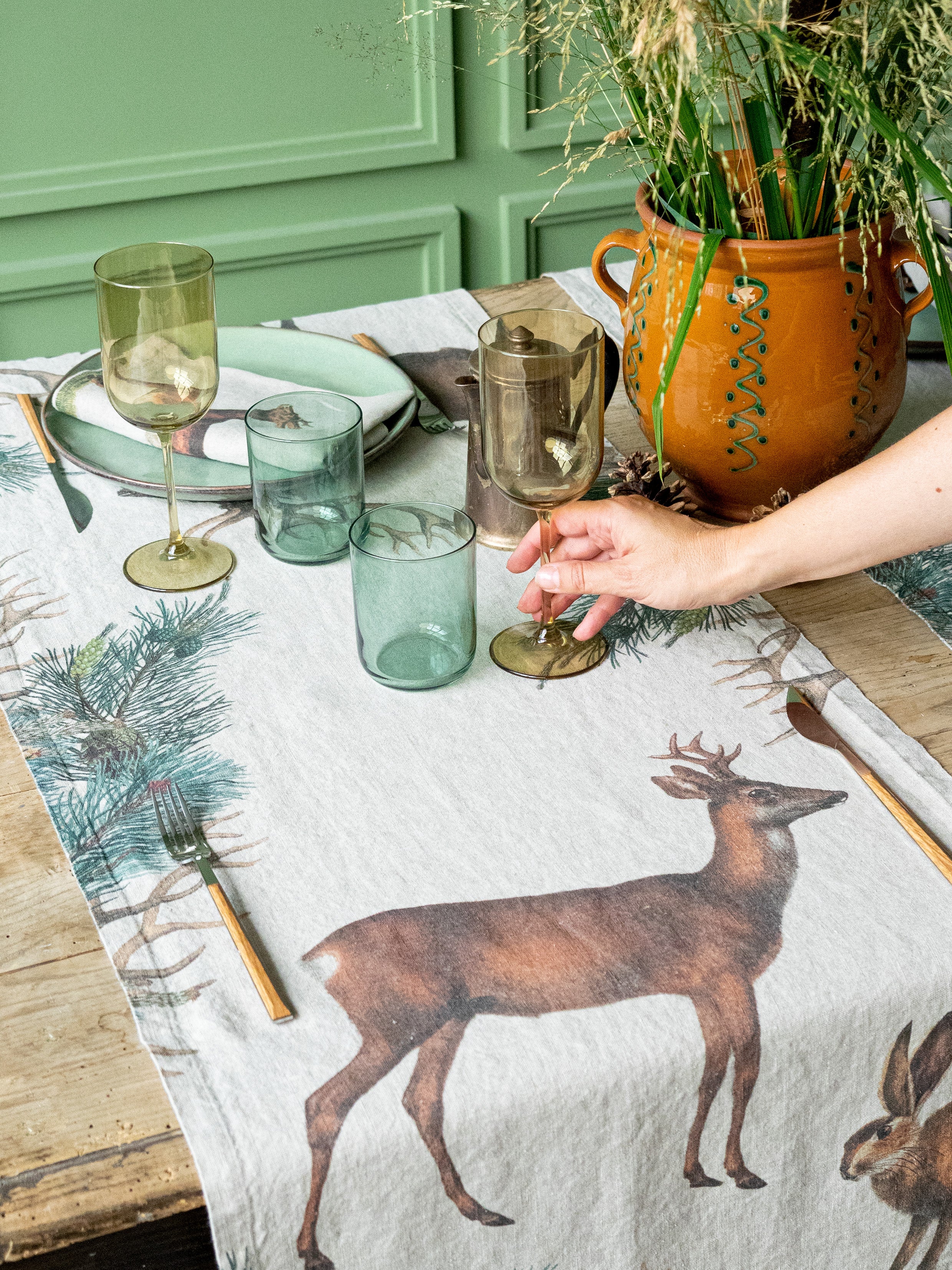 The Linoroom “Wild Animals,” Pure linen printed table runner.