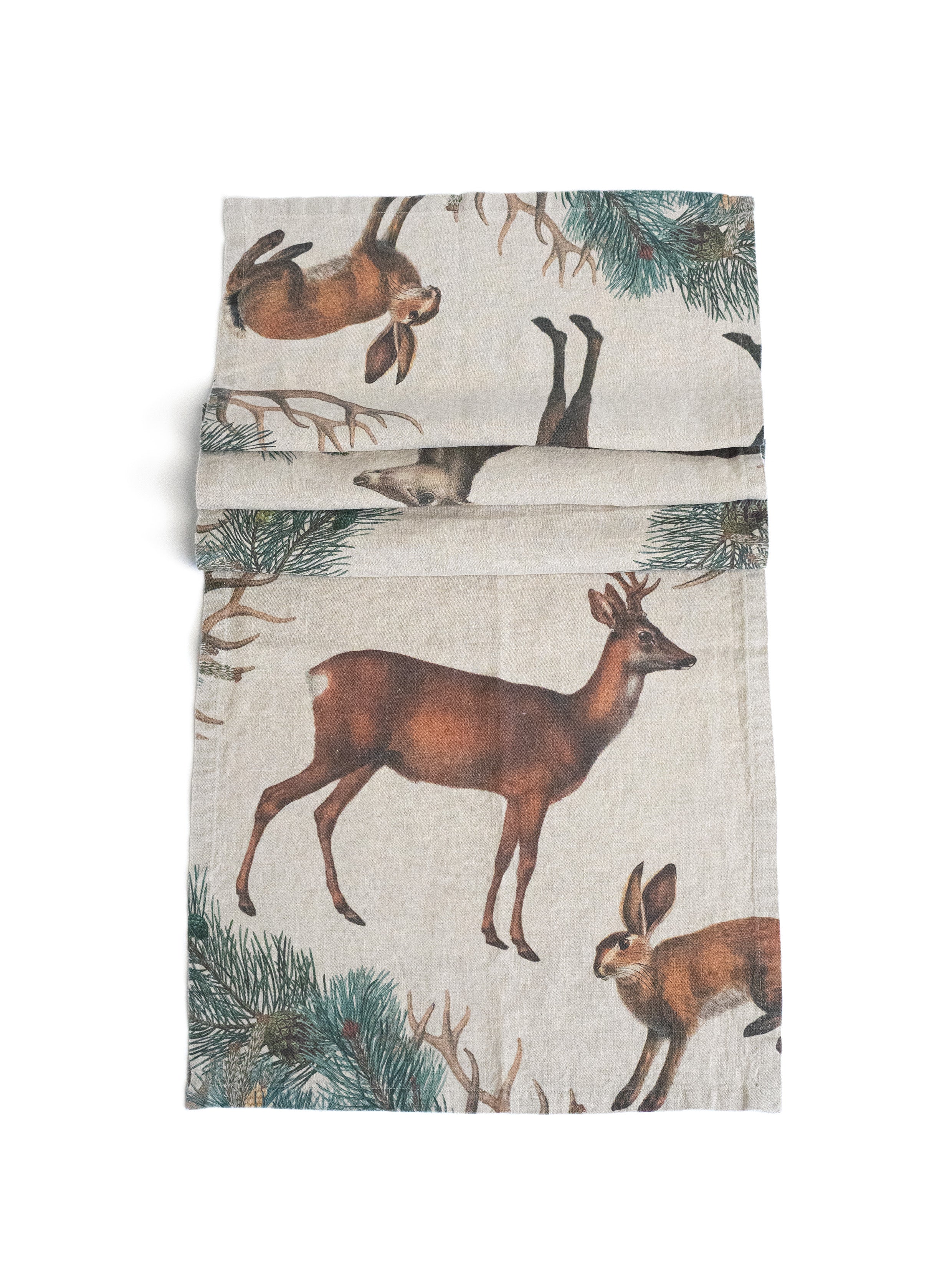 The Linoroom “Wild Animals,” Pure linen printed table runner.
