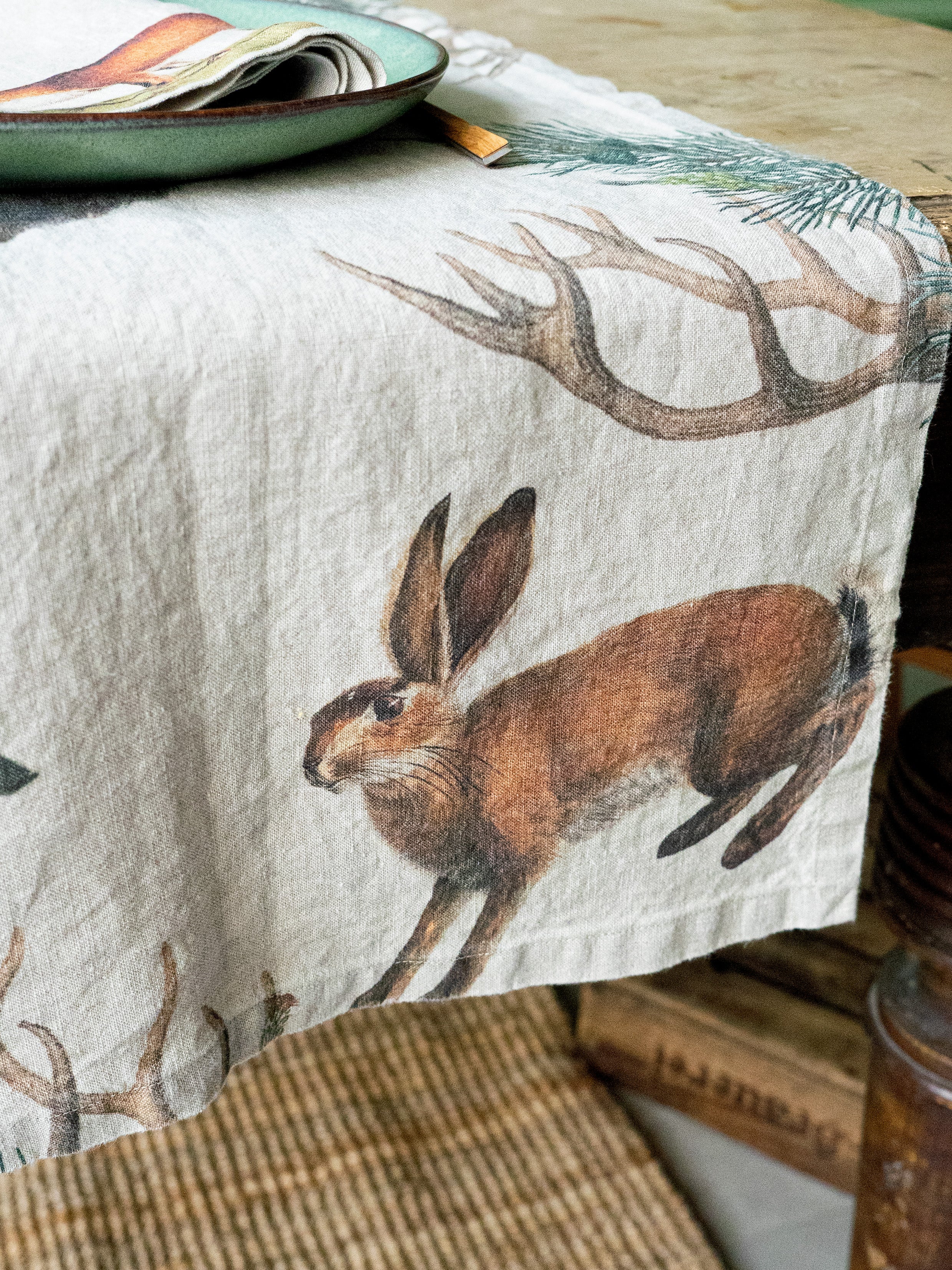 Linoroom “Wild Animals,” Pure linen printed table runner.