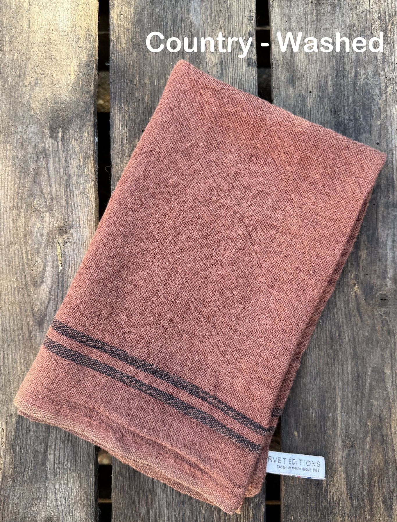 Charvet Editions "Country Washed & Dyed" (Fox), Natural woven linen tea towel. Made in France. - Home Landing