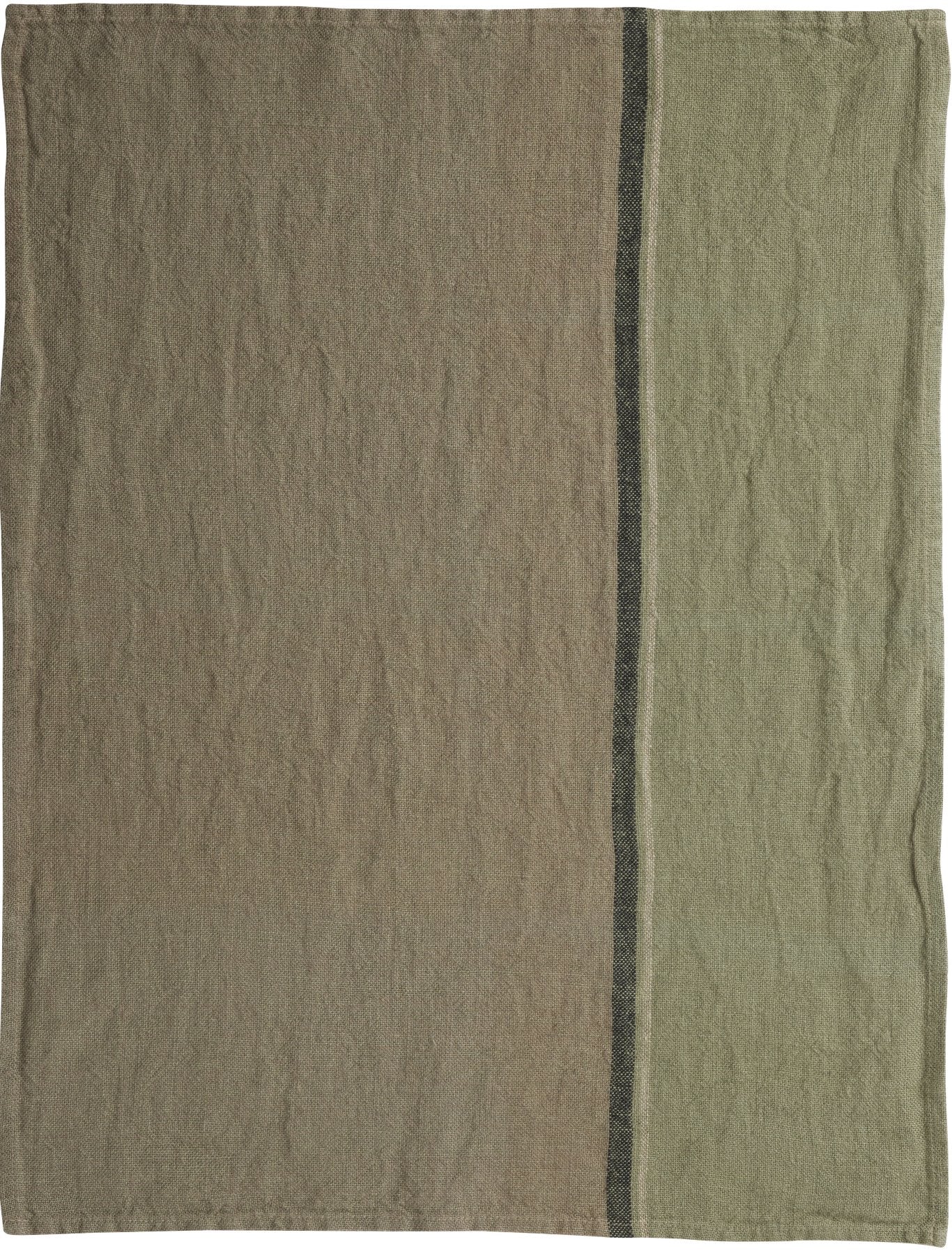 Charvet Editions "Dublin - Army", Rustic woven linen tea towel. Made in France.