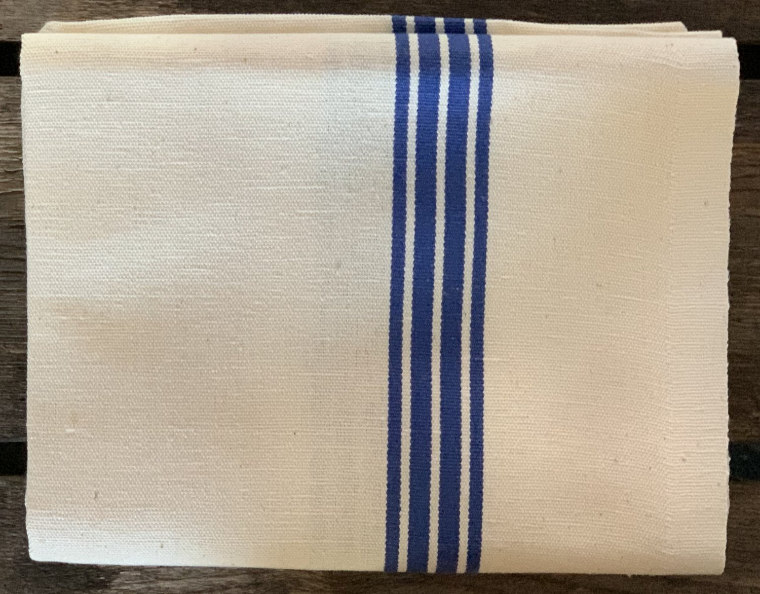 Charvet Editions "Piano" (Blue), Washed, woven linen union tea towel. France.