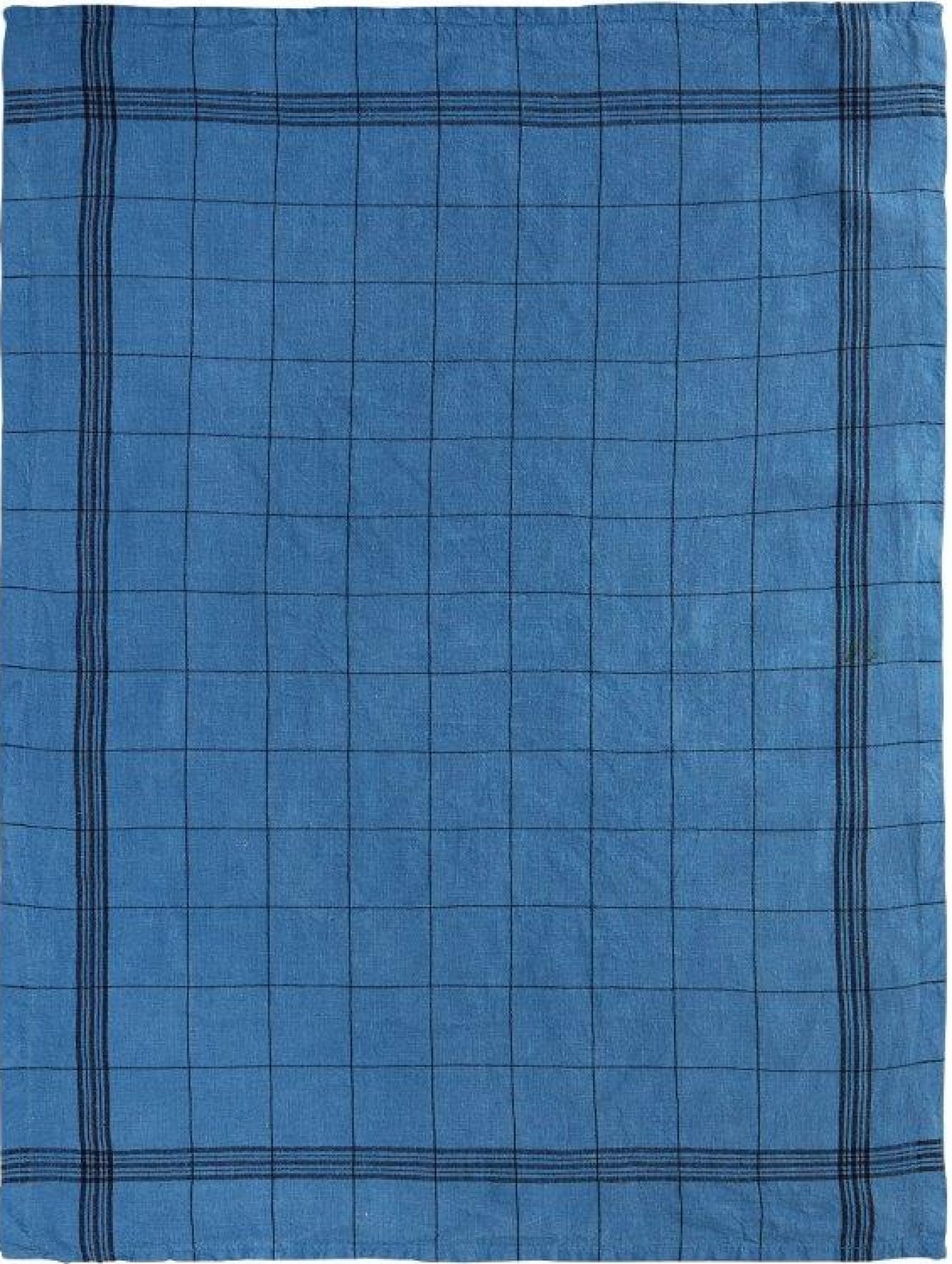 Charvet Editions "Bistro" (Blue Pastel), Natural woven linen tea towel. Made in France. - Home Landing