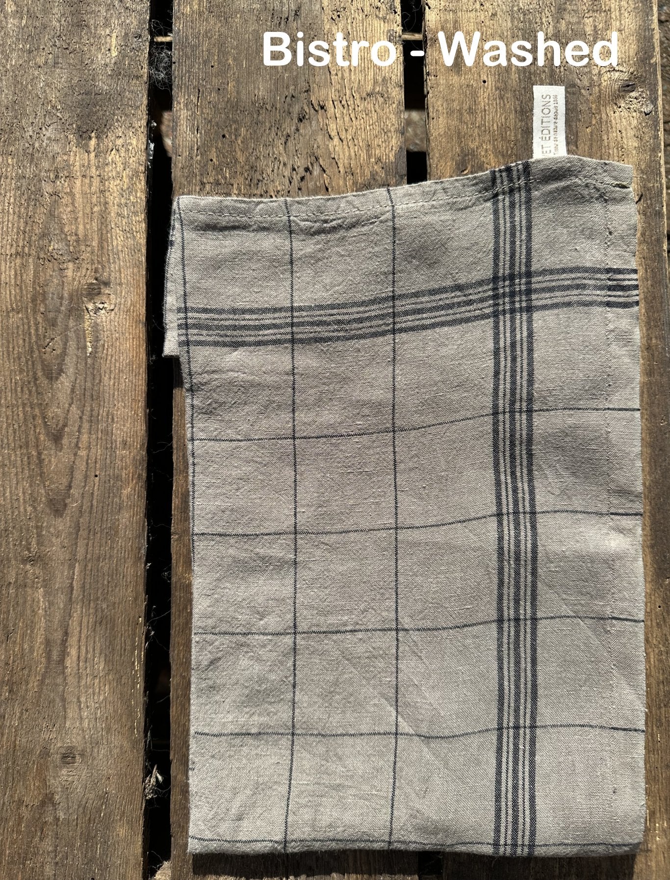 Charvet Editions "Bistro" (Châtaigne), Natural woven linen tea towel. Made in France.