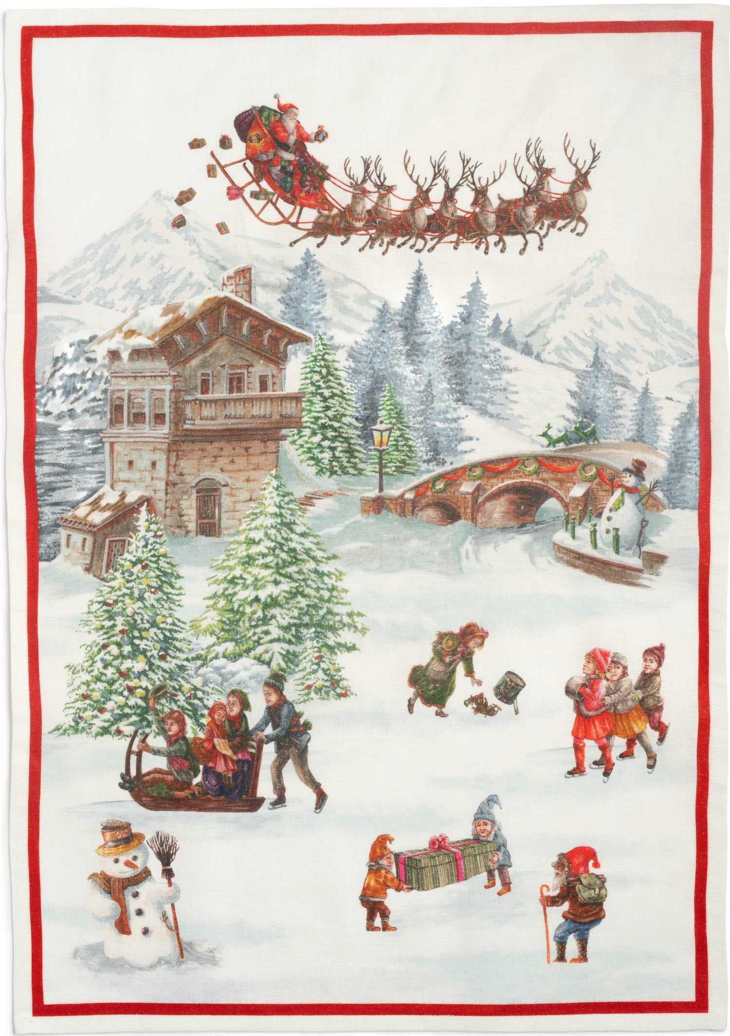 Tessitura Toscana Telerie, “Incanto - Rosso”, Pure linen printed tea towel.