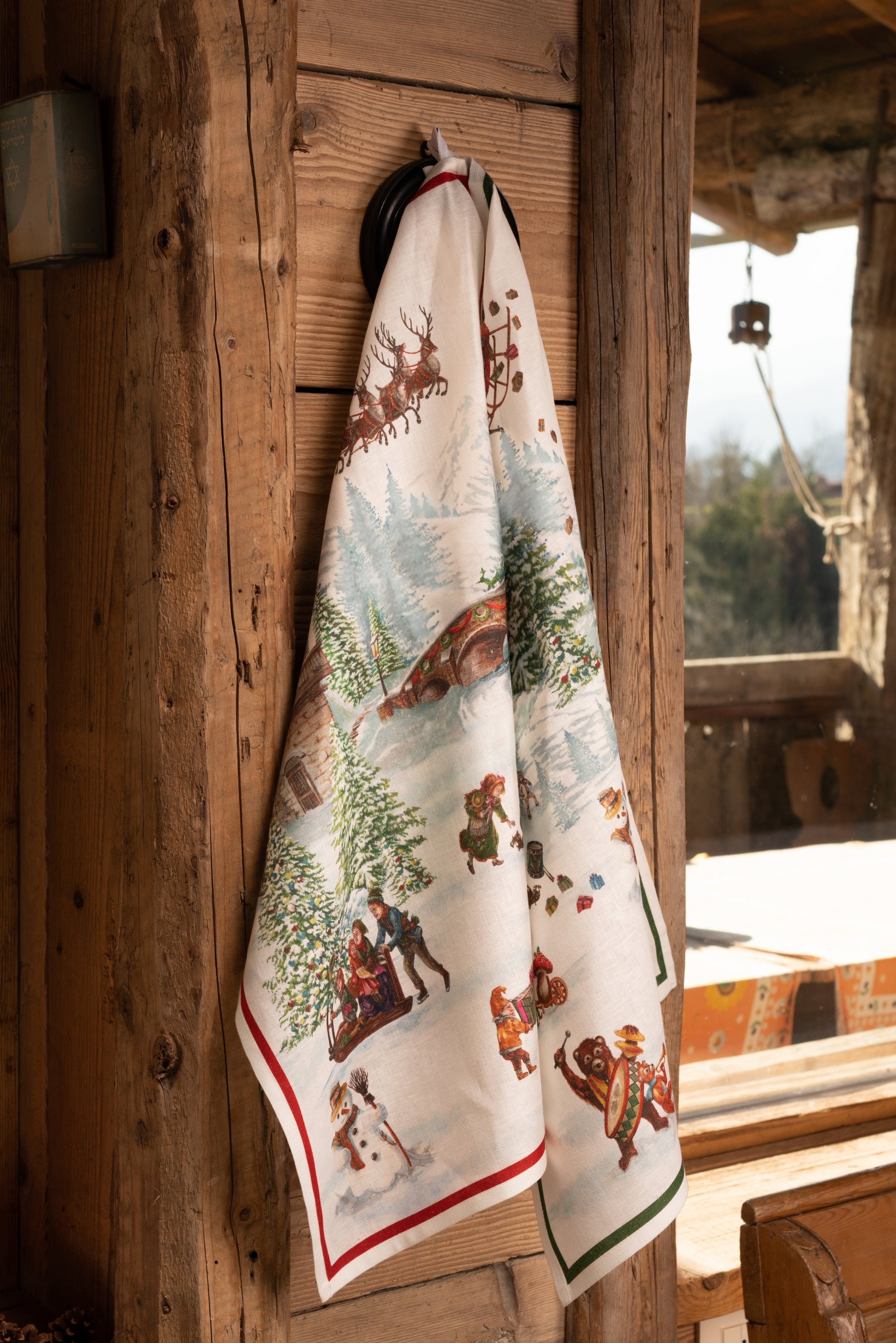 Tessitura Toscana Telerie, “Incanto - Rosso”, Pure linen printed tea towel.