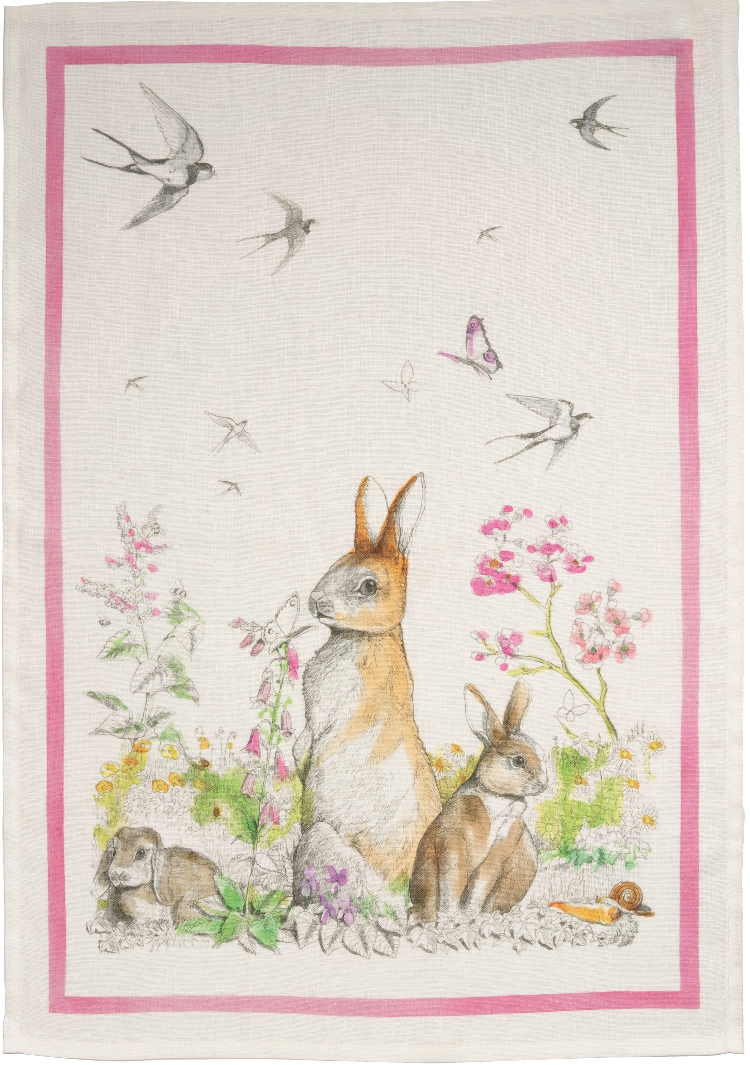 Tessitura Toscana Telerie, “Remi - Pink”, Pure linen printed tea towel.