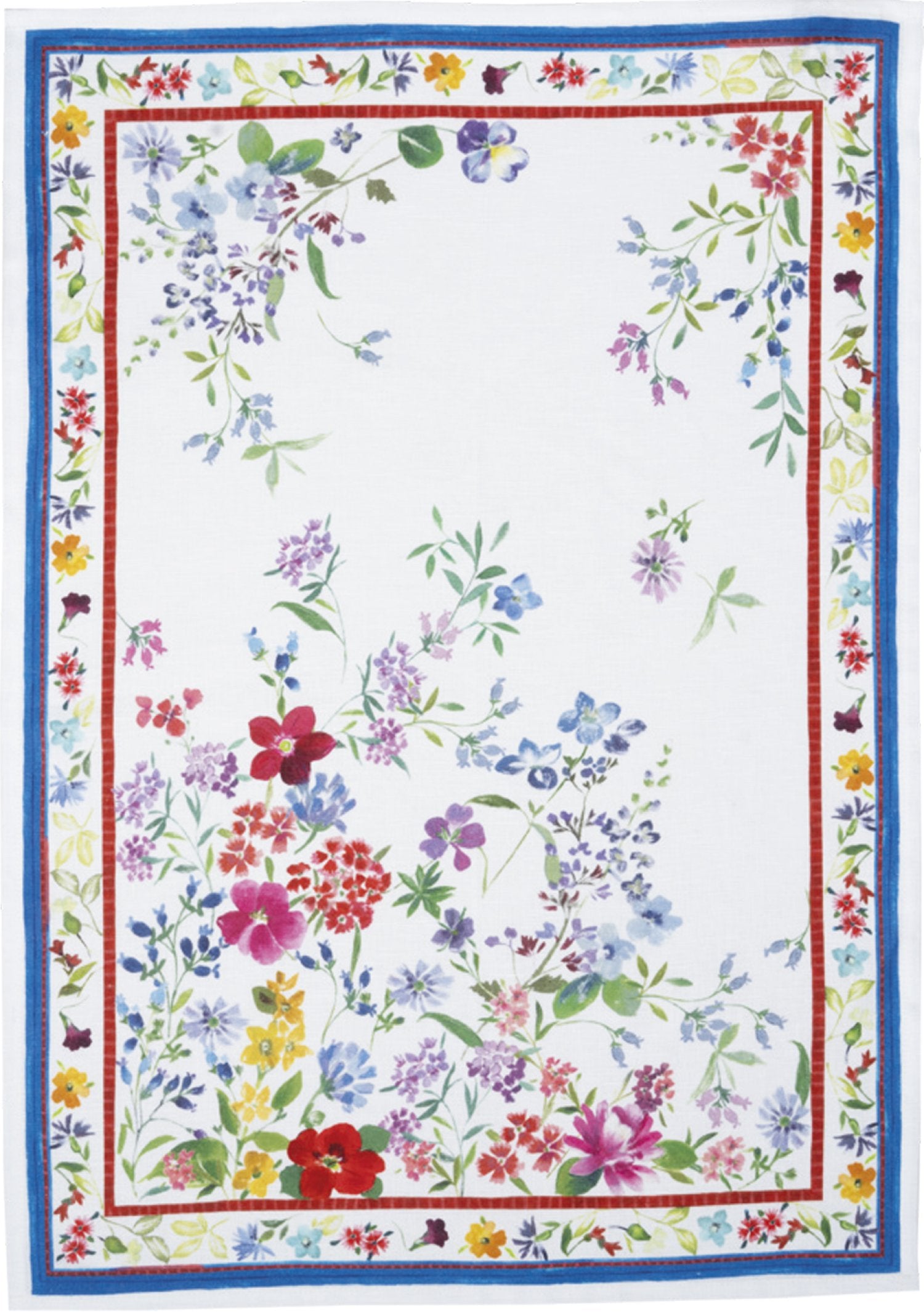 Tessitura Toscana Telerie, “Primula - Blu”, Pure linen printed tea towel.