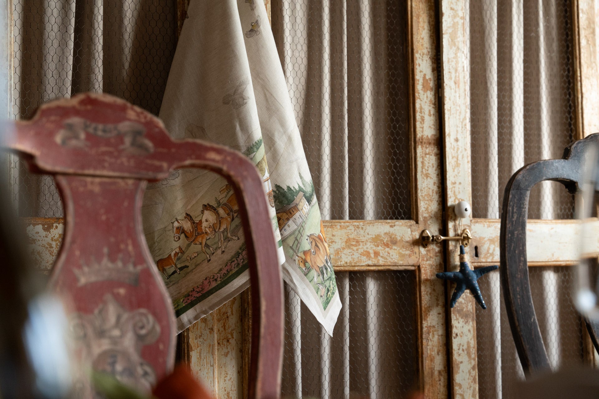 Tessitura Toscana Telerie, “Maso Verde”, Pure linen printed tea towel.